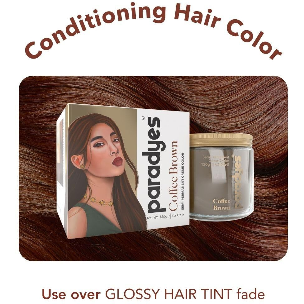 Paradyes Top-Up Semi-Permanent Coffee Brown Diy Conditioner Based Hair Colour, 120 Gm,All,1 Count