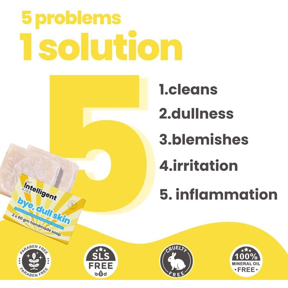 Tuco Intelligent Handmade Soap With Turmeric, Shea Butter, Olive Oil, Coconut Oil For Dull Skin, Everyday Use For Ages 3+ Kids, Paraben & Sulphate Free - 60 G (Pack Of 4)