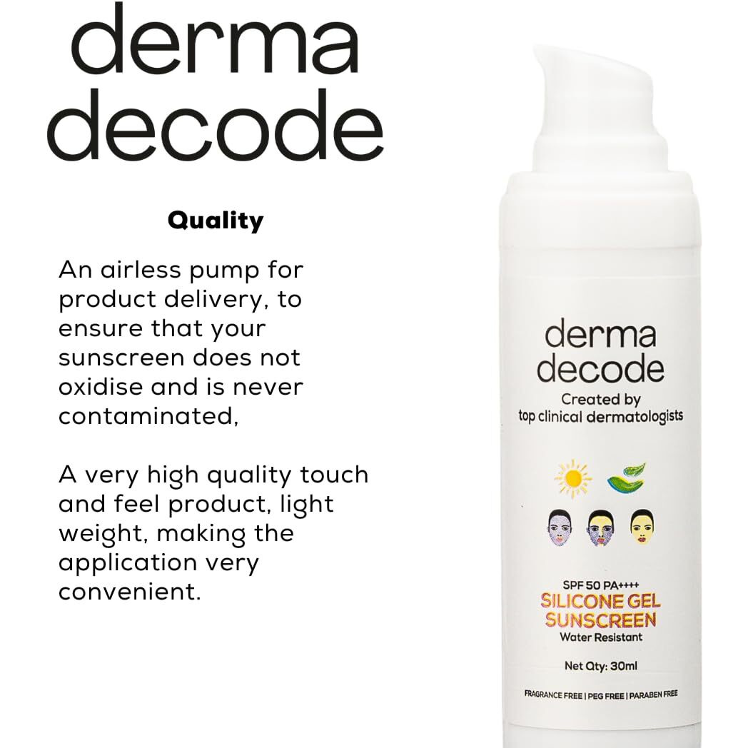 Derma Decode Waterproof Sunscreen For Swimming Spf 50 Pa ++++ Very Water-Resistant, Sweat-Proof | Prolonged Sun Protection For Beach & Sports | For Normal, Oily, Dry, Sensitive Skin Types 30Ml