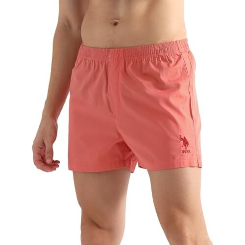 U.S. Polo Assn. Men's Pure Cotton Classic Solid Boxer Shorts (Pack Of 2) (Oex08-P2_Iced Coffee-Crabapple