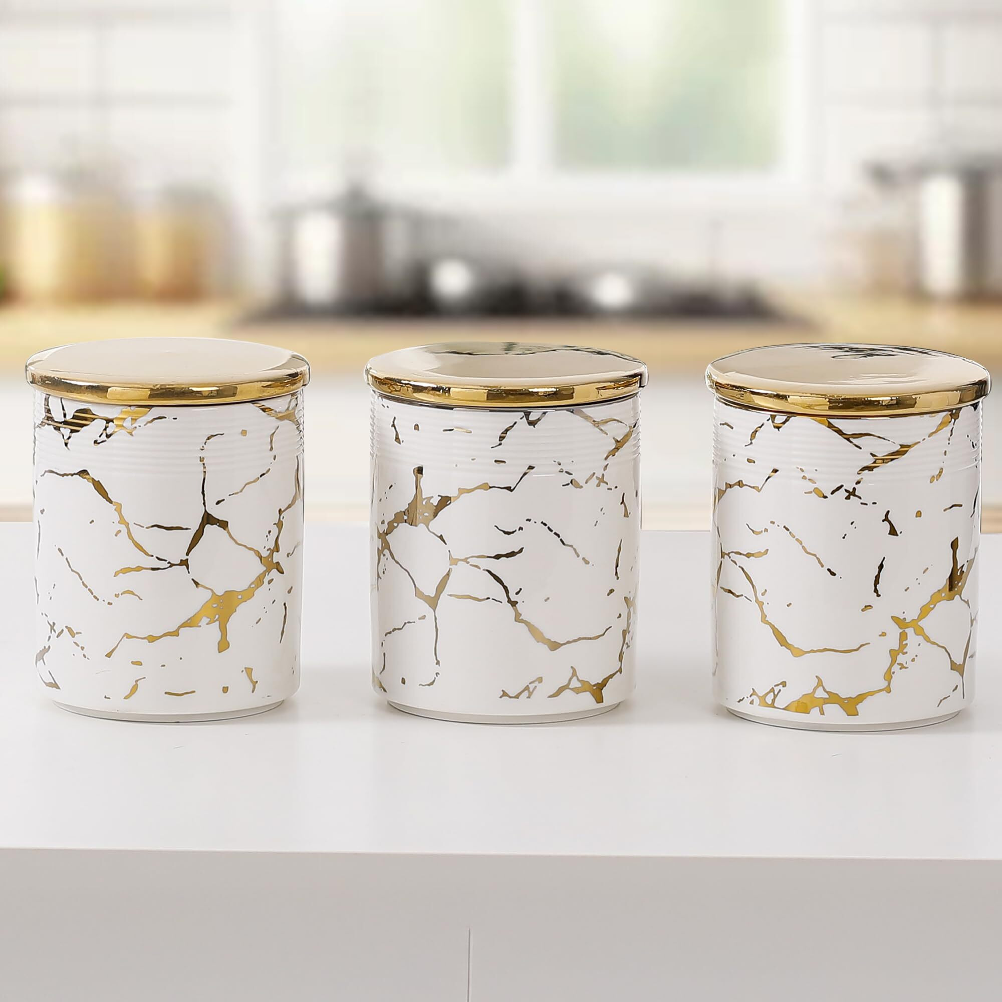 The Better Home Ceramic Jars For Kitchen Storage With Ceramic Lids | Multipurpose Airtight Jars For Pickles Dry Fruits Nuts Coffee Sugar | 720Ml Each-Pack Of 3 | Marriage Useful Gifts