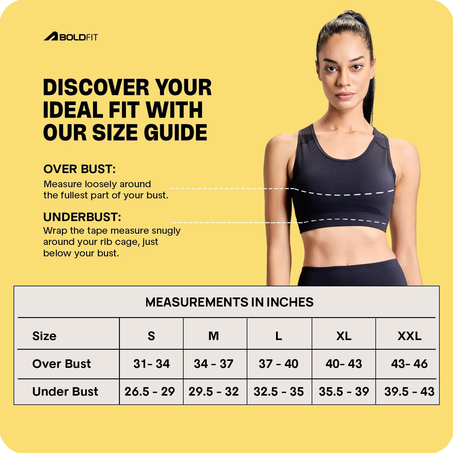 Boldfit Women's Nylon Spandex Wire Free Modern Padded Sports Bra (Bftbw2001Sblacks_Black