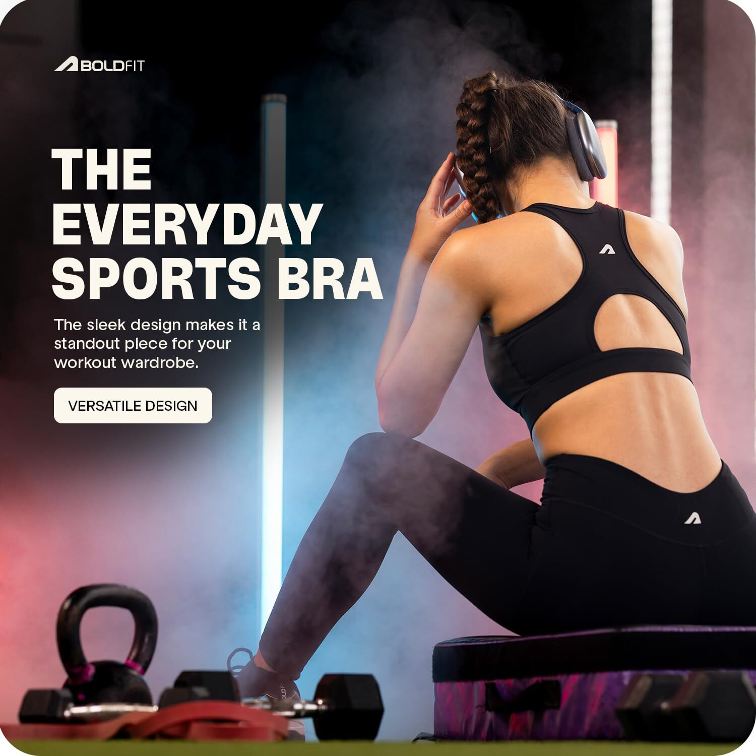 Boldfit Women's Nylon Spandex Wire Free Modern Padded Sports Bra (Bftbw2001Sblacks_Black