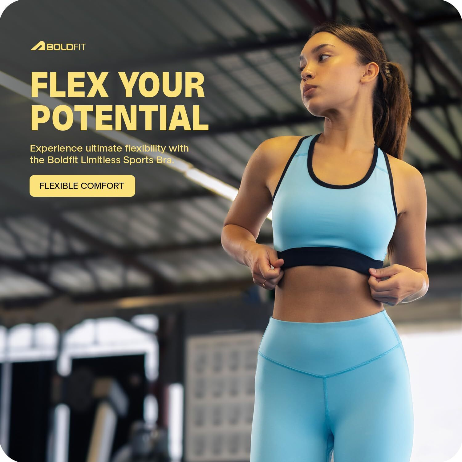 Boldfit Women's Nylon Spandex Wire Free Modern Padded Sports Bra (Bftbw2001Sbluem_Blue