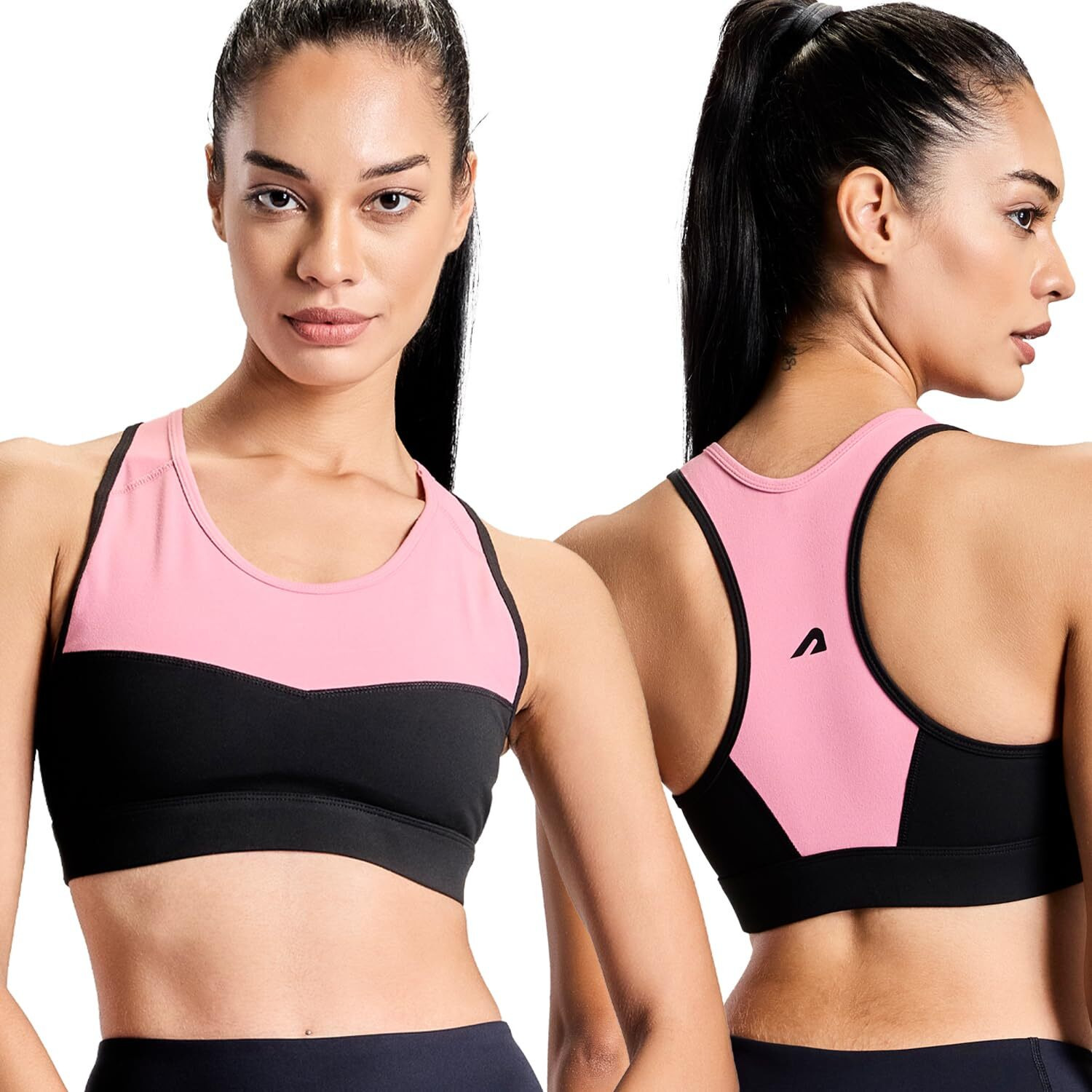 Boldfit Women's Poly Spandex Wire Free Modern Padded Sports Bra (Bftbw2002Sblkpinks_Black-Pink_S)