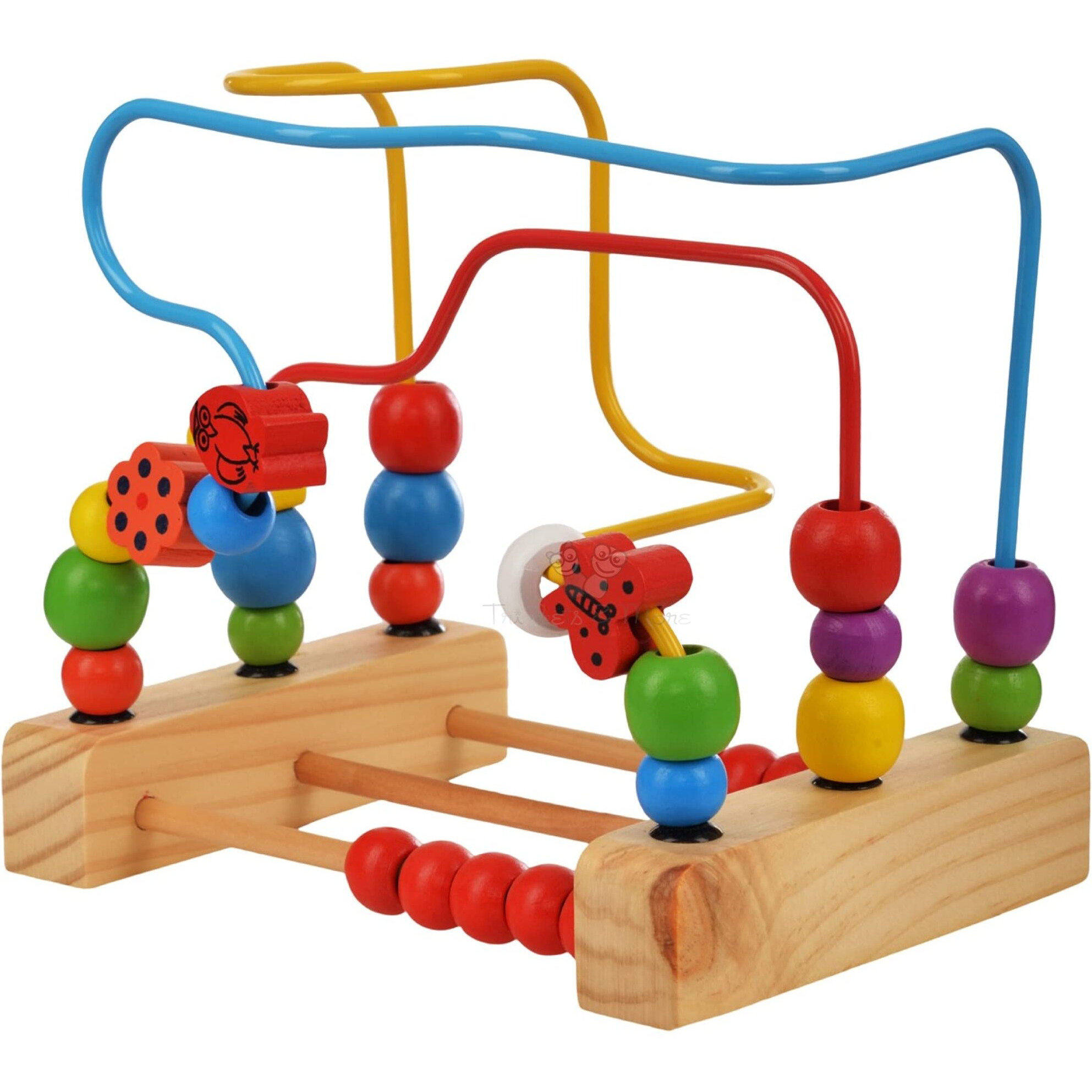 Trinkets & More - Wooden Beads Maze (30 Pieces) Puzzle Game Roller Coaster Toddler Large Abacus Learning Activity Centre Kids Educational Toys 12 Months+