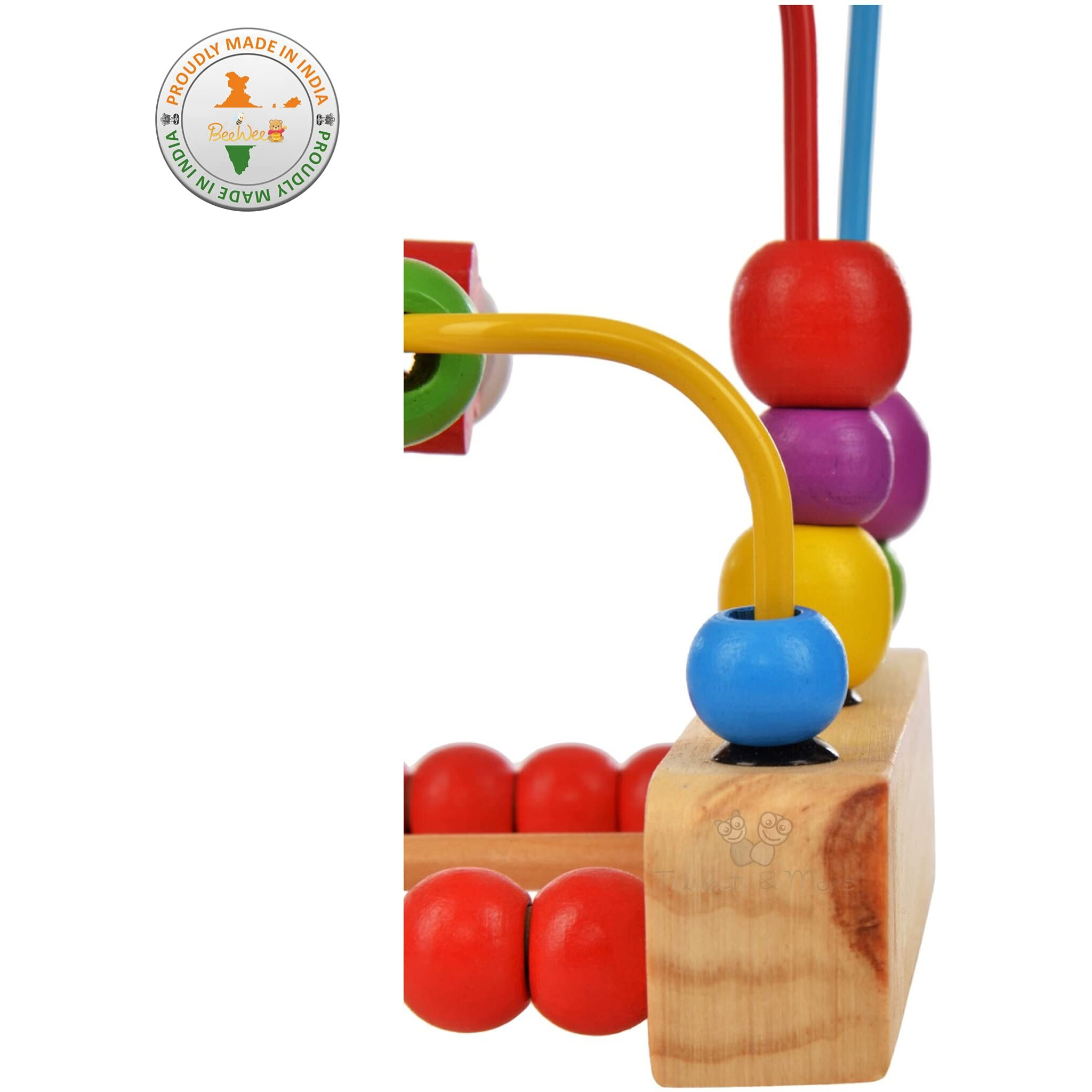 Trinkets & More - Wooden Beads Maze (30 Pieces) Puzzle Game Roller Coaster Toddler Large Abacus Learning Activity Centre Kids Educational Toys 12 Months+