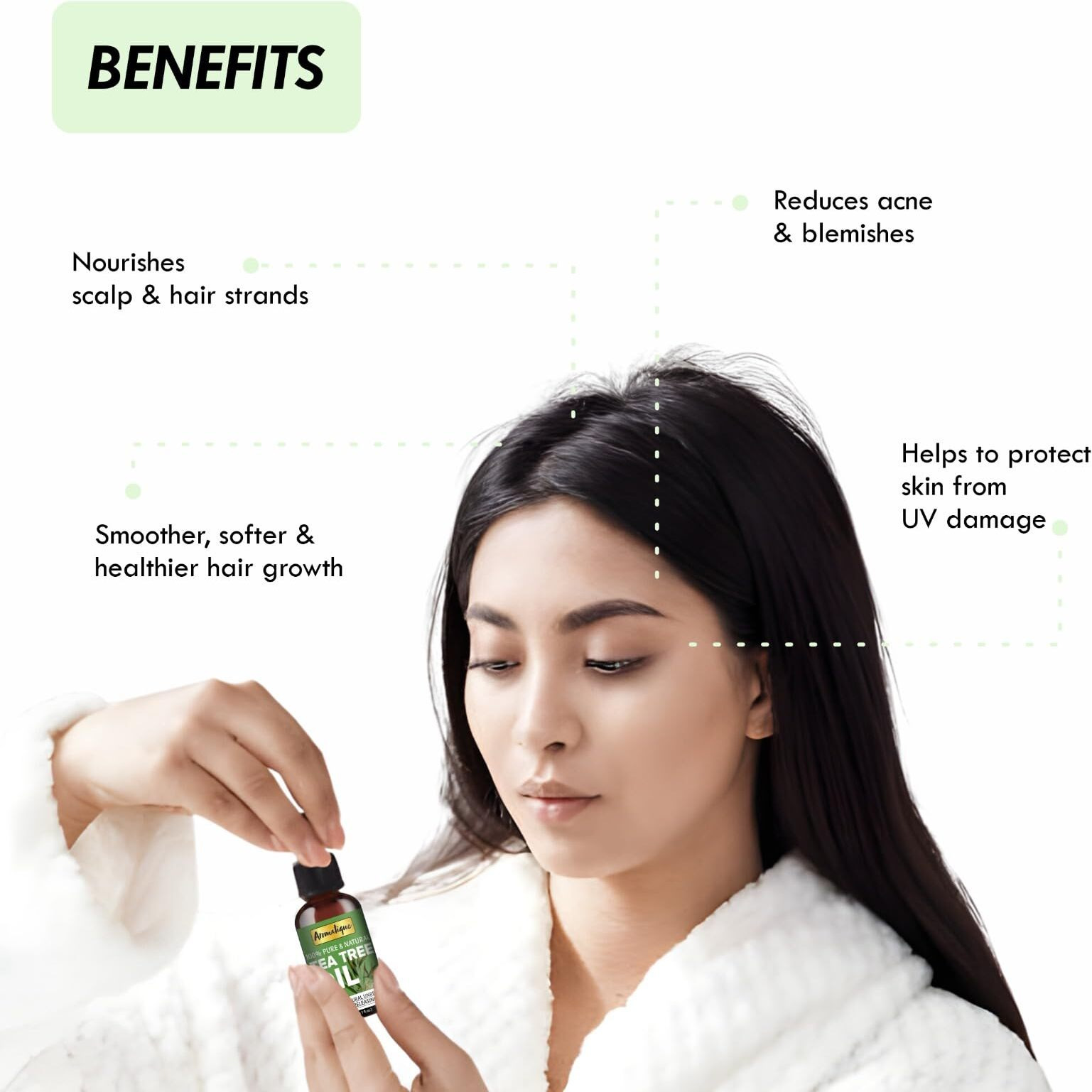 Aromatique Tea Tree Oil For Face - Tea Tree Essential Oil For Skin, Hair Growth, Scalp, Acne - Tea Tree Oil 30 Ml