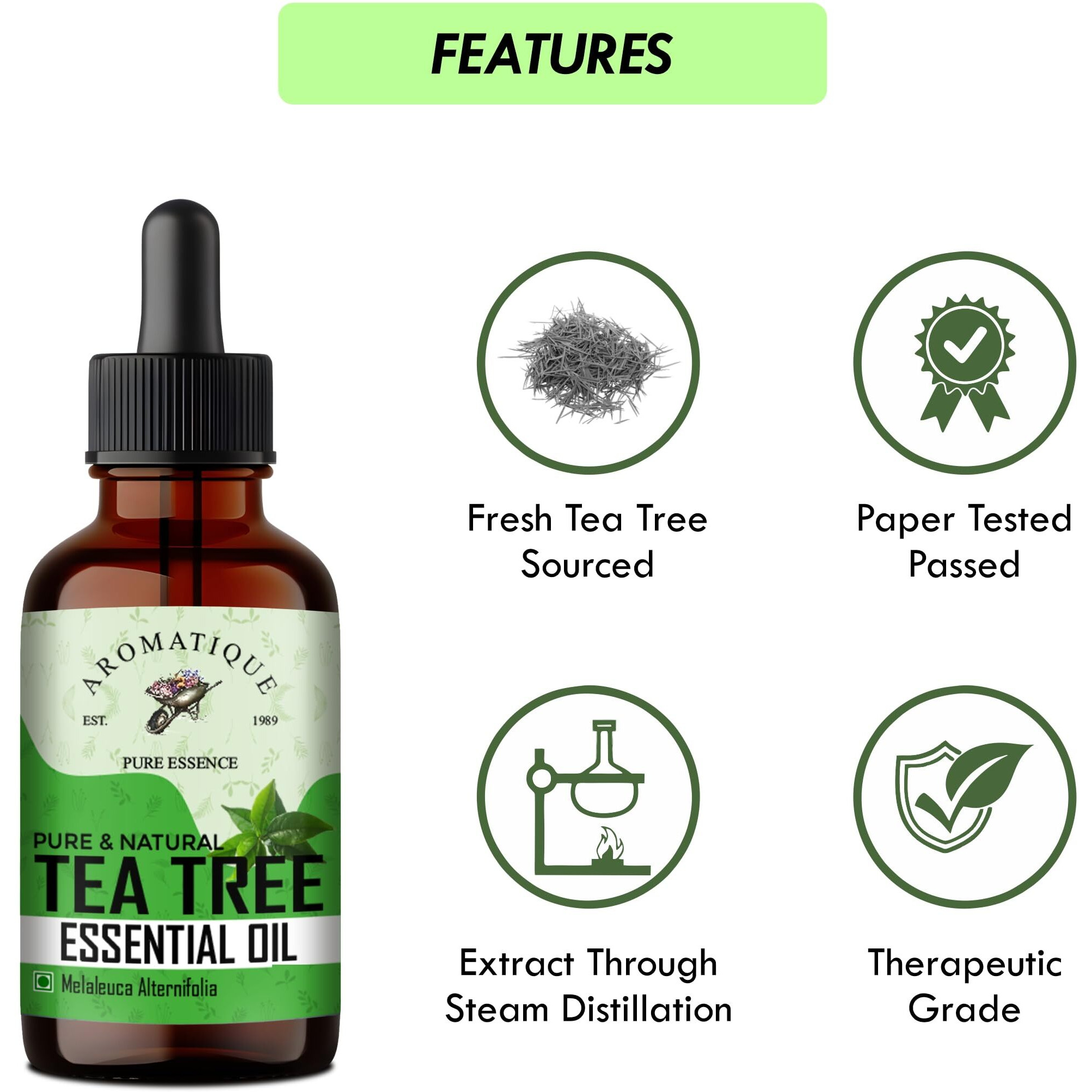 Aromatique Tea Tree Oil For Face - Tea Tree Essential Oil For Skin, Hair Growth, Scalp, Acne - Tea Tree Oil 30 Ml