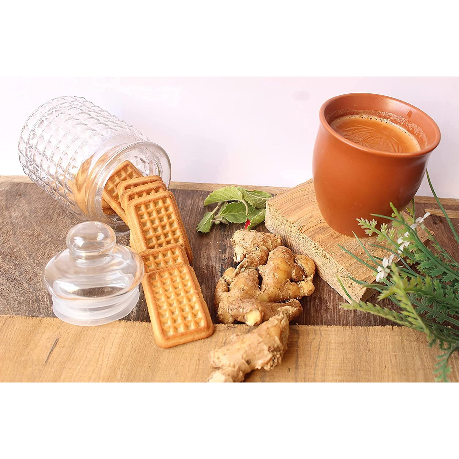 Dizgoy Storage Pop Glass Jar With Airtight Lid,Kitchen Food Cereal Containers, Canister Set Ideal For Flour, Pickle Masala, Jam,Sugar, Coffee, Spice 300Ml (6)