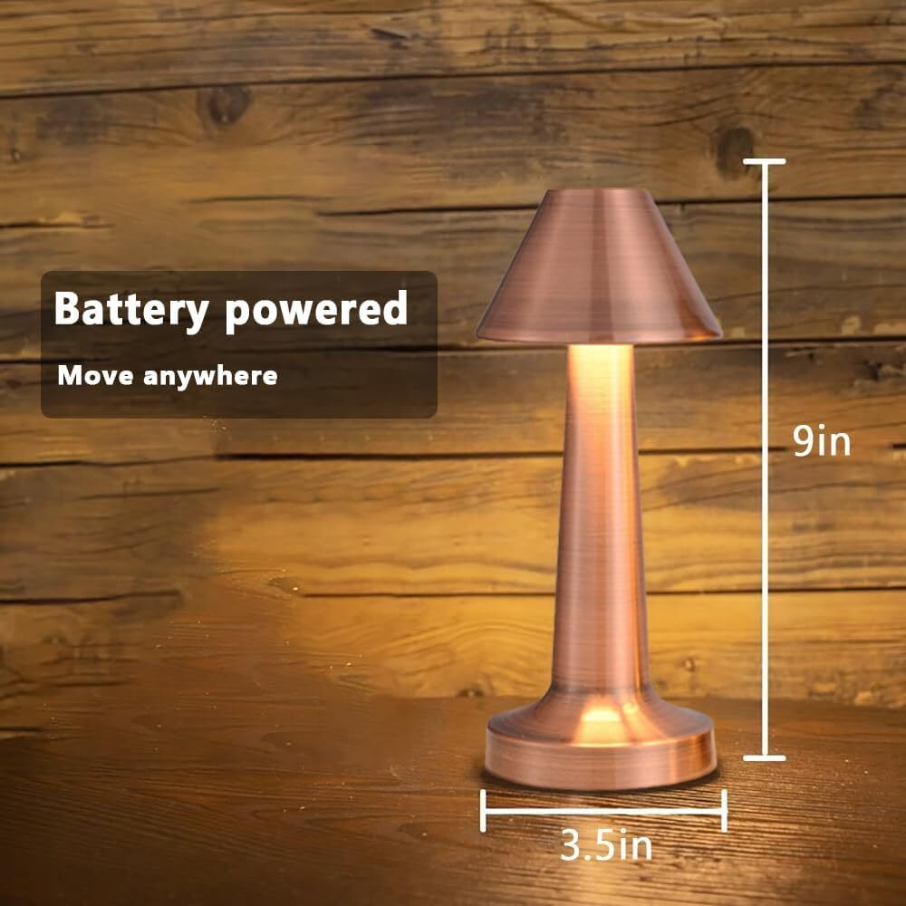 Gesto Battery Operated Rechargable Desk Lamp- 3 Color Mode Touch Control | 3 Level Brightness Eye Carying Wireless Metal Lamp For Restaurant,Bedroom,Bars,Outdoor Party,Camping,Coffee Shop(Rose Gold)