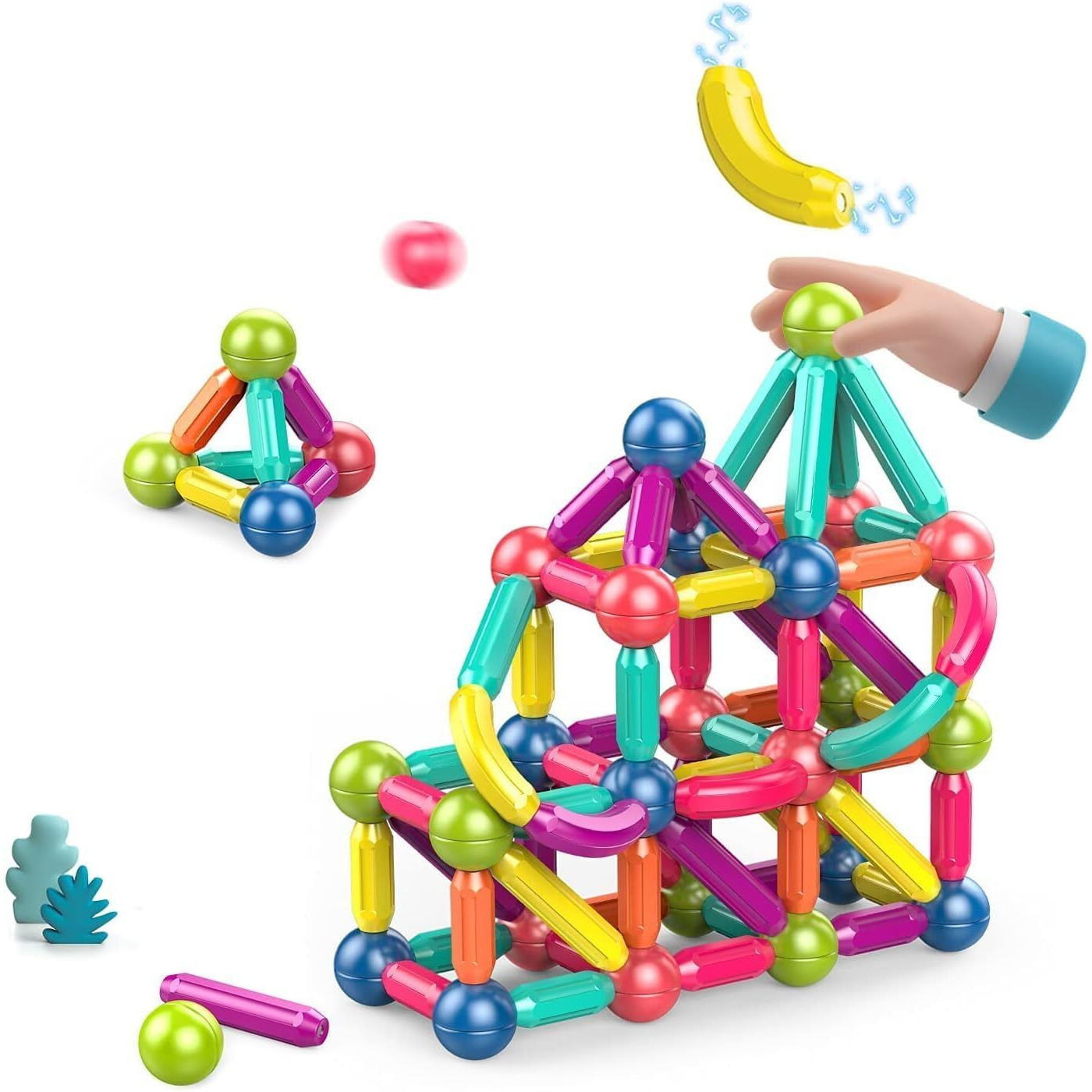 Toytastic Learning Boys Girls Toys Age 4-5,Magnetic Blocks And Rods Set Educational Magnet Building Blocks,Kids Toys For 3+ Yers