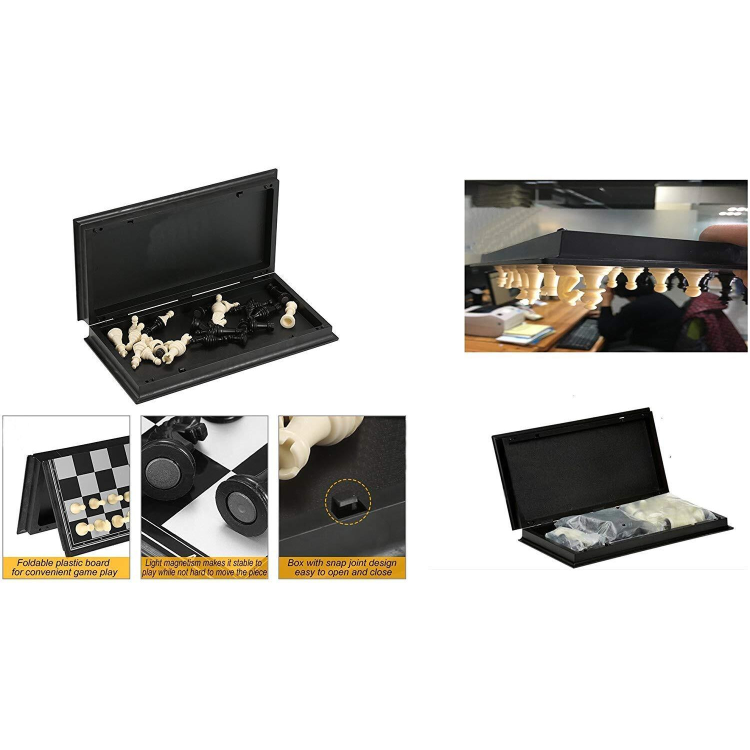 Toytastic Magnetic Educational Chess Board Set With Folding Chess Board 2 Plyaers Travel Toys For Kids And Adults (10 Inch) (Black Color)