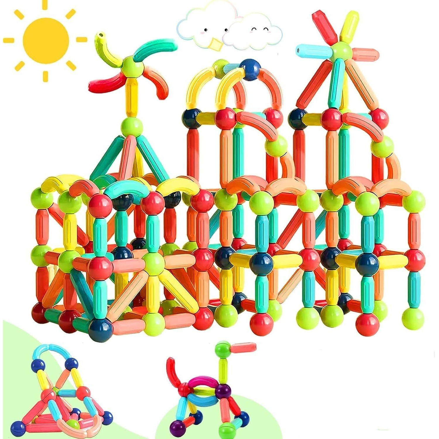 Toytastic Magnetic Building Sticks Blocks Kids Toys, Learning Sticks And Balls, Activities Toys For Toddlers, Educational Magnet Building Blocks,Kids Toys For 3+ Year Old Gifts(36Pcs)