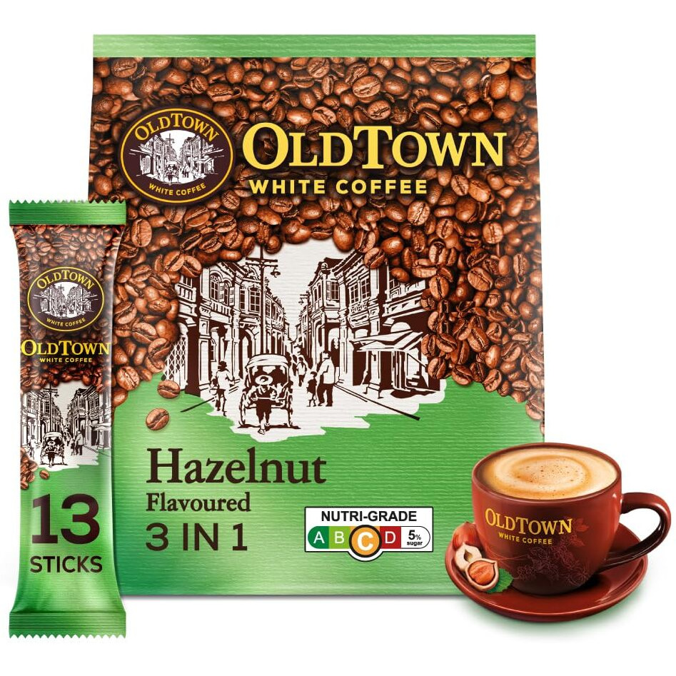 Old Town White Coffee Hazelnut 3 In 1 Instant Premix White Coffee 15 Stick ( 15 X 38G ), Packet 570G