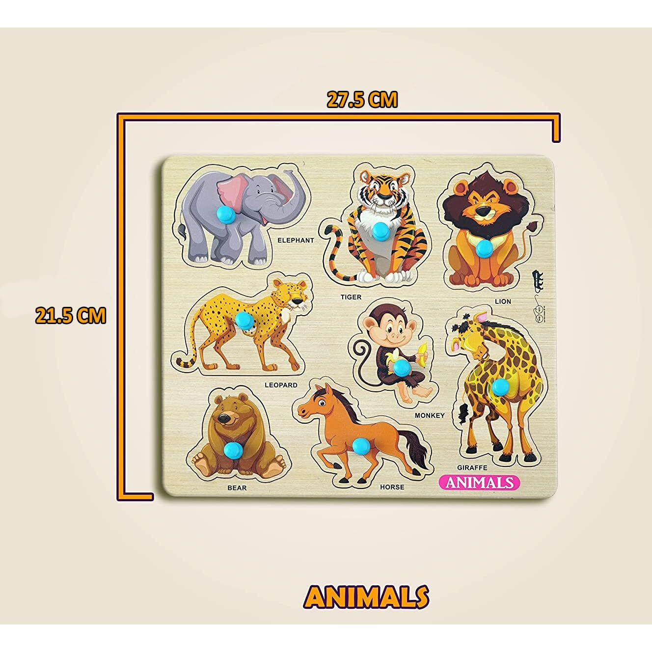 Appster Jumbo Size Animal, Fruits, Vegetables, Abcd & Numbers Wooden Puzzle Toy For Kids Jigsaw Puzzles For Adults Baby Learning Educational Toys Board Game (Pack Of 5) (Jumbo Size)