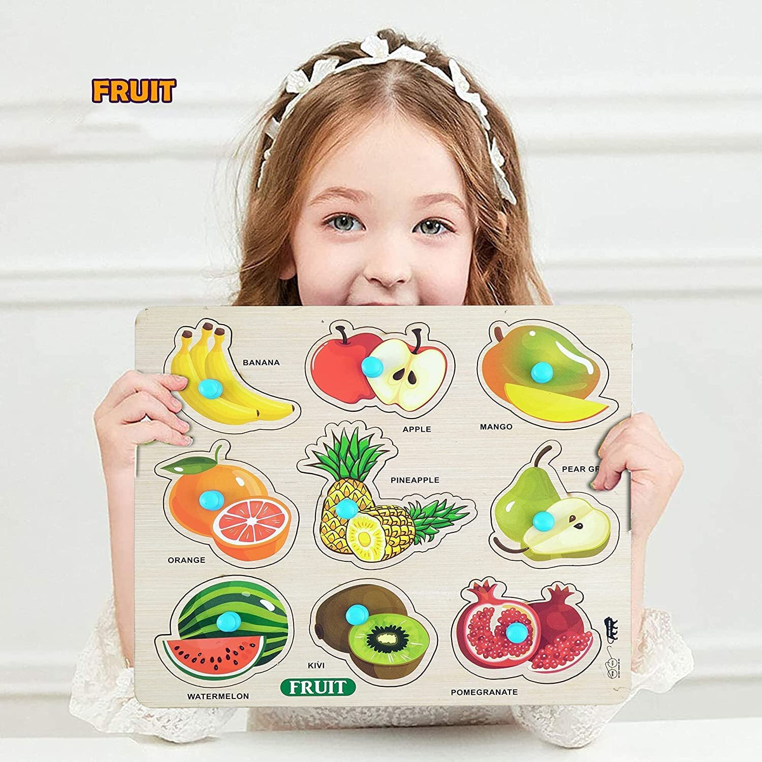 Appster Jumbo Size Animal, Fruits, Vegetables, Abcd & Numbers Wooden Puzzle Toy For Kids Jigsaw Puzzles For Adults Baby Learning Educational Toys Board Game (Pack Of 5) (Jumbo Size)