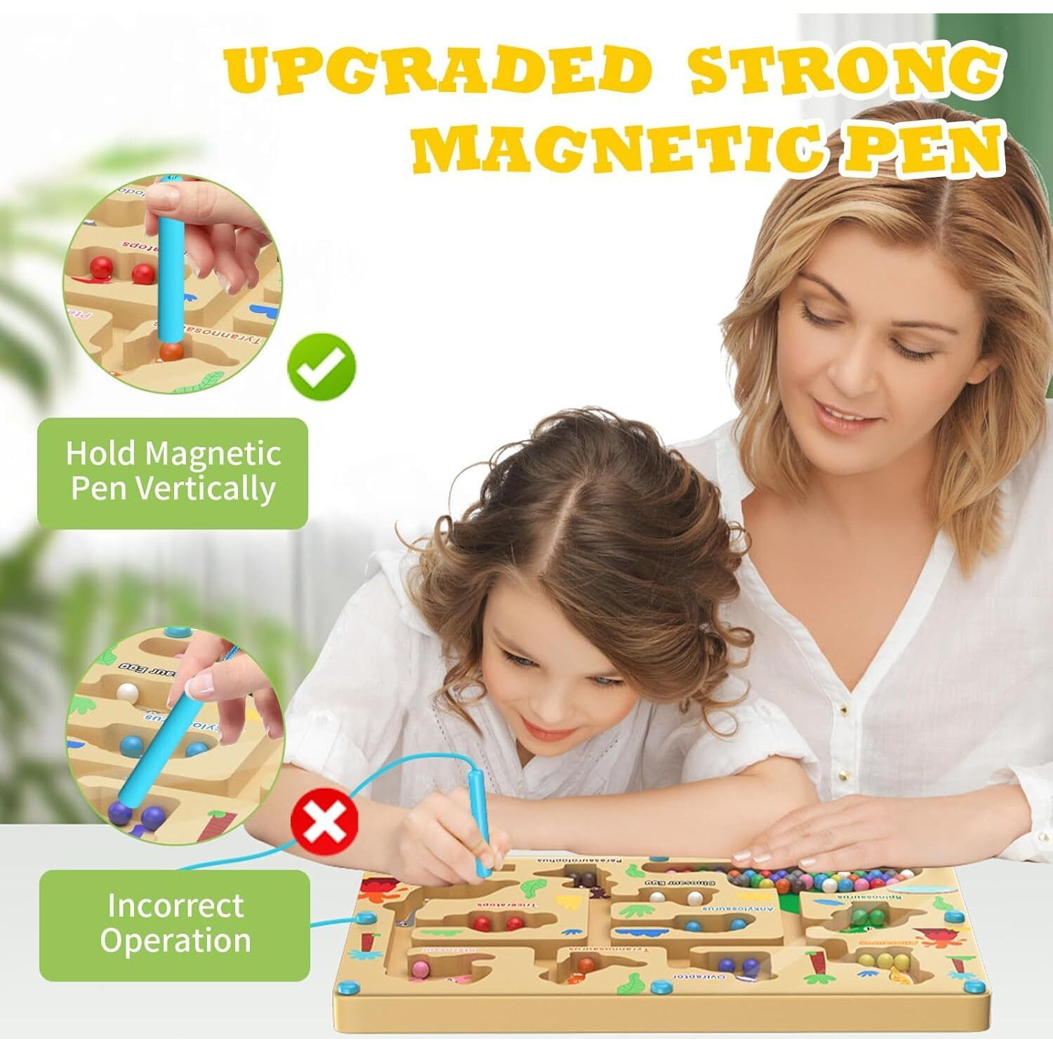 N2K2 Enterprise Magnetic Color And Number Maze - Educational Fine Motor Skills Toys For Boys Girls 3 4 5 Years Old, Wooden Color Matching Learning Counting Toddler Puzzle Board
