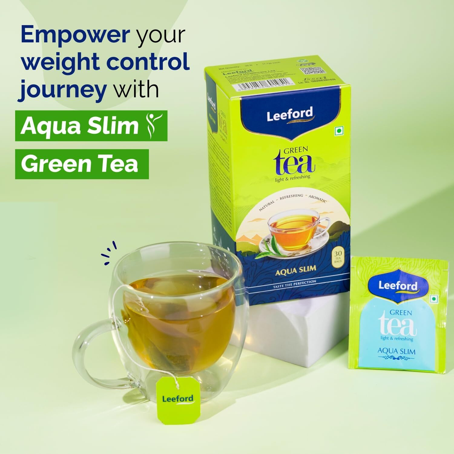 Leeford Combo Pack Of Aqua Slim & Lemon With Honey Green Tea | Hibiscus Helps For Weight Management With Refreshing Taste For Better Metabolism And Healthy Life Style (30 Bags Each)