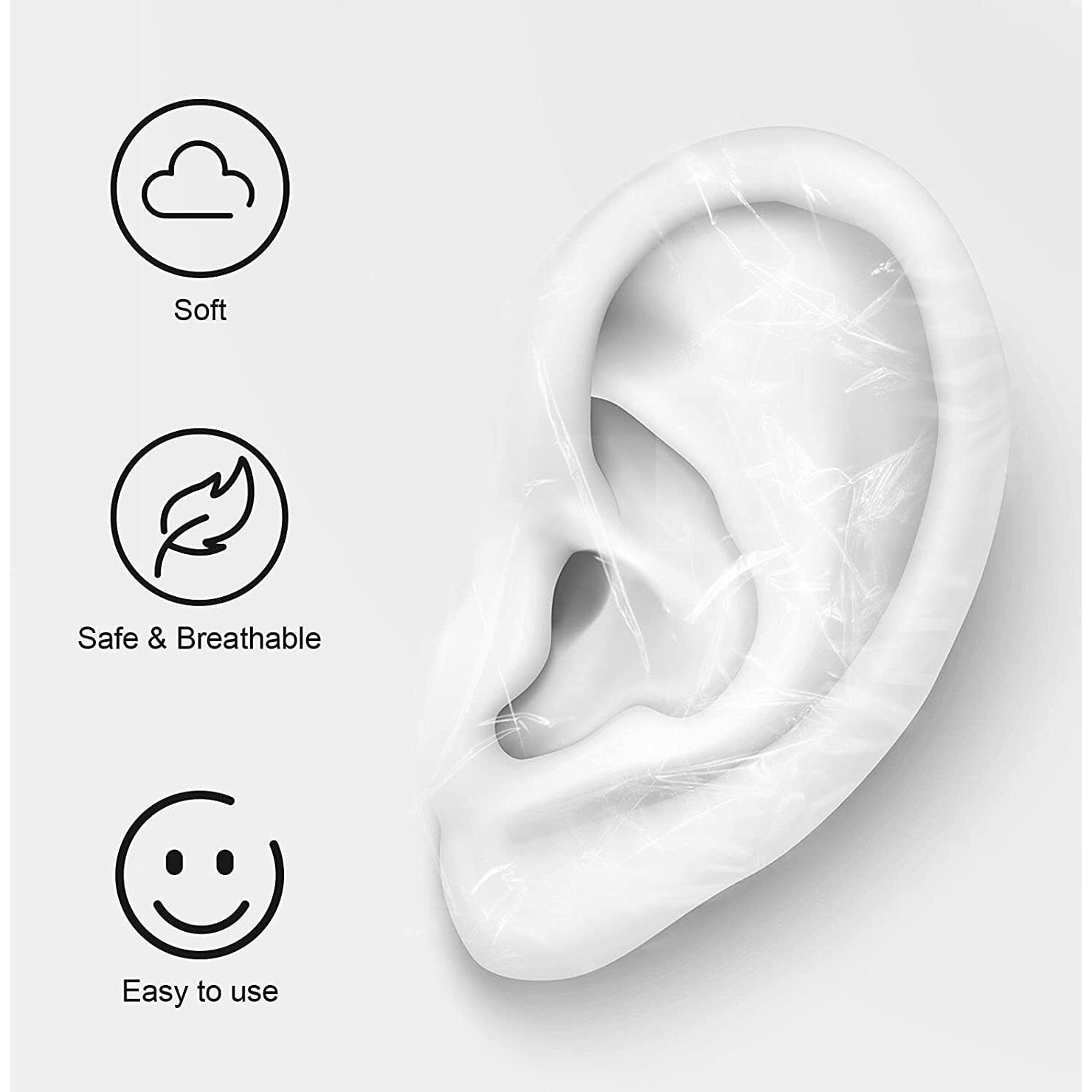 Belanto Baby Waterproof Ear Protector For Bathing 30Pcs, Self-Adhesive Ear Cover Sticker For Kids, Newborn Baby Ear Protection For Bath Shower, Swimming, Showering, Water Sports, Invisible Heel Protector