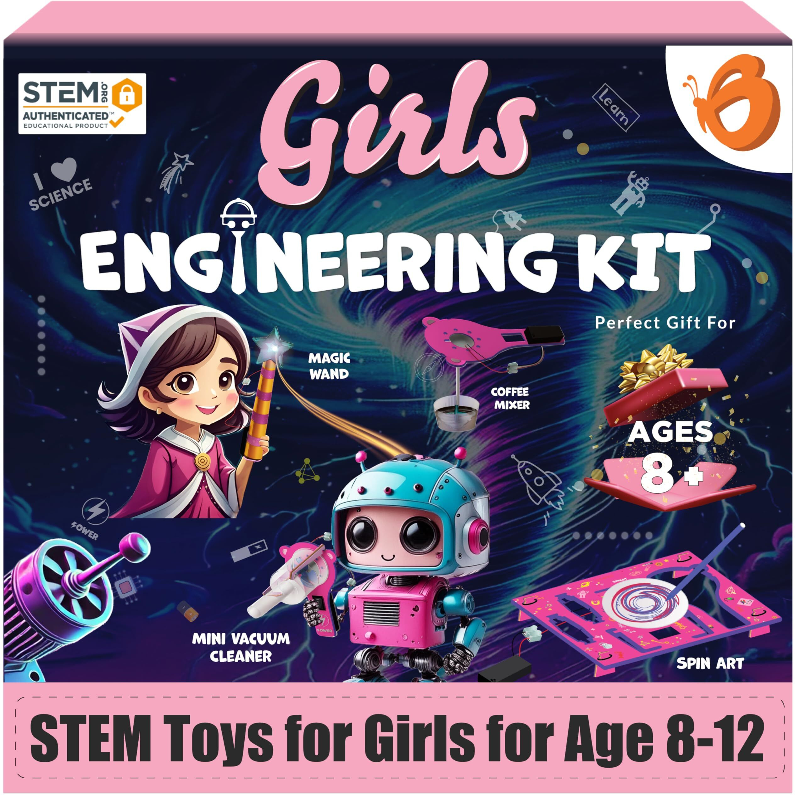 Butterfly Edufields 100+ Stem Engineering Project Kit For Girls Ages 8 10 12 15 Years | Ultimate Diy Science Experiments For Kids | Educational Engineering Toys Best Birthday Gift Idea
