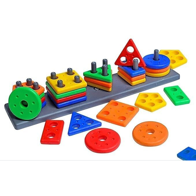 Wirescorts Angle Geometric Plastic Blocks, Sorting & Stacking Toys For Toddlers And Kids Preschool, Color Stacker Shape Sorter Gift Educational Learning Toy For 1 2 3 Years Boys And Girls, Multicolor