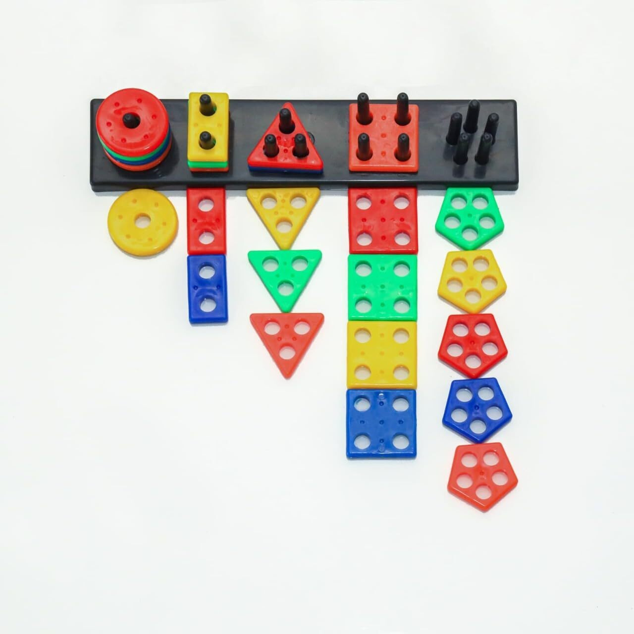 Wirescorts Angle Geometric Plastic Blocks, Sorting & Stacking Toys For Toddlers And Kids Preschool, Color Stacker Shape Sorter Gift Educational Learning Toy For 1 2 3 Years Boys And Girls, Multicolor