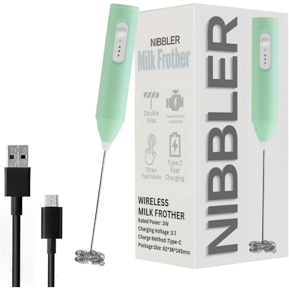 Nibbler Home Rechargeable Milk Frother & Coffee Whisker With Dual Spring Technology | 1 Year Replacement Warranty | Easy Storage