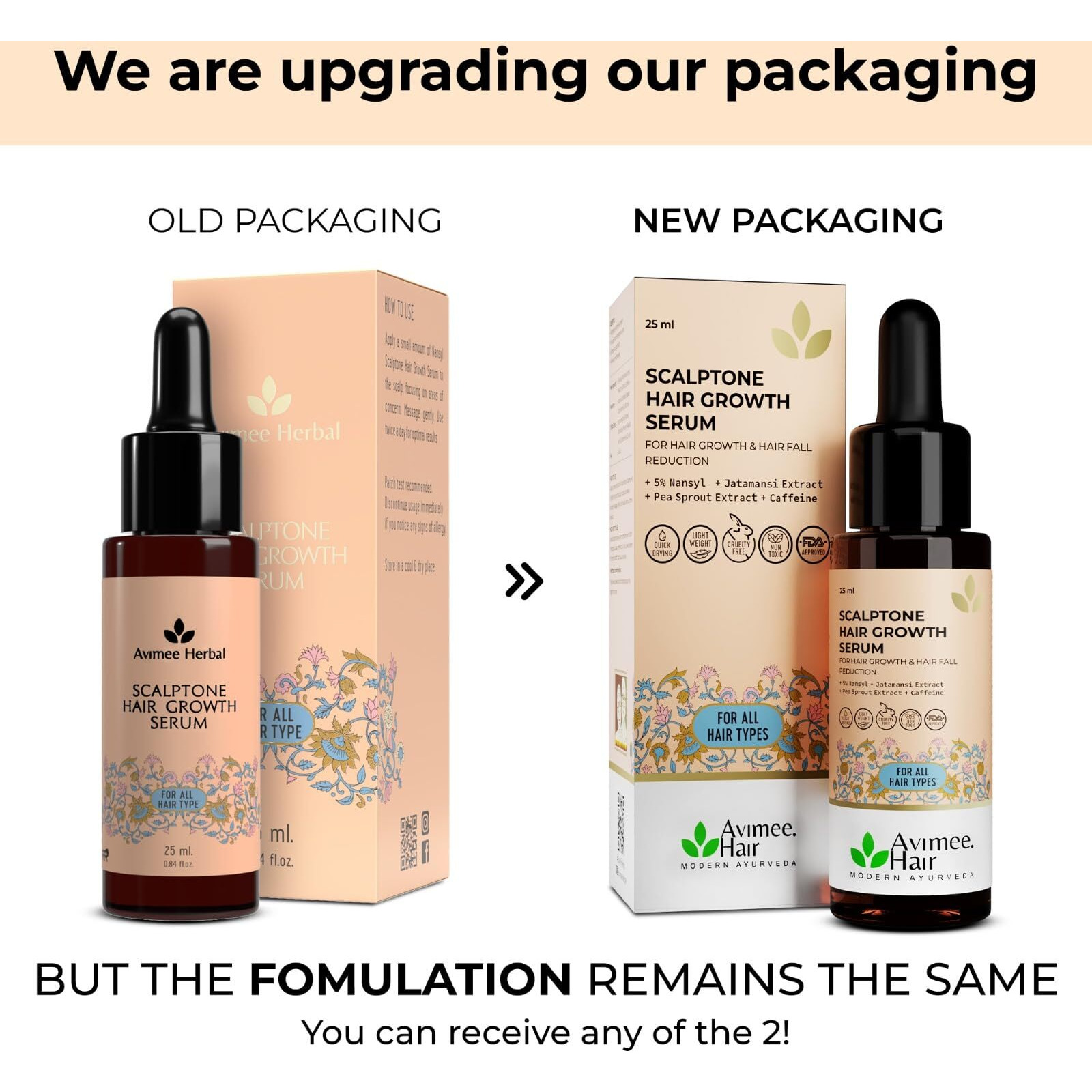 Avimee Herbal Scalptone Hair Growth Serum | Scientifically Proven Formula | Enriched With Nansyl & Green Tea Extract | For Hair Growth & Hair Fall Reduction | 25 Ml