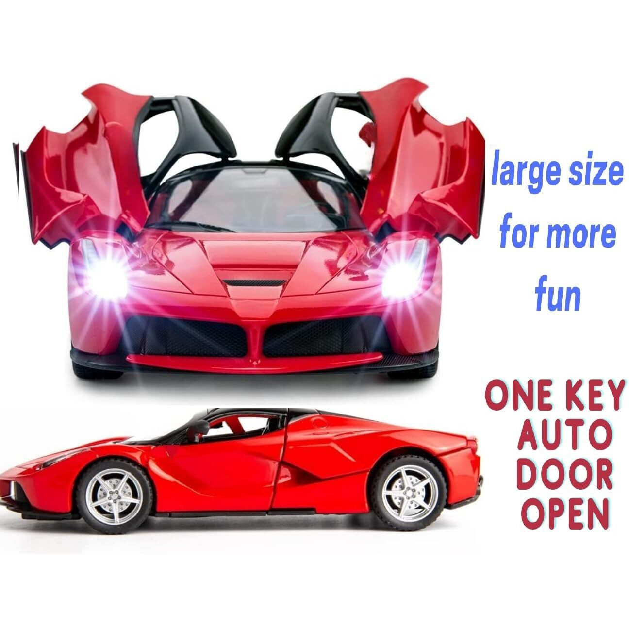 Famous Quality Big Size Remote Controlled Sports Racer Car Toy For Kids With Openable Doors And Led Lights And Sound High Speed Rc Car For Boys, Red