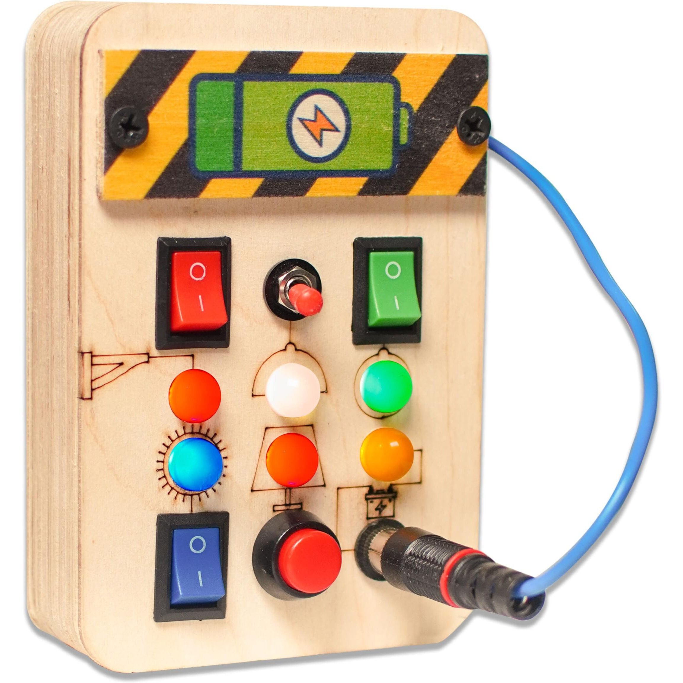 Clapstore Busy Board V1.5 With Led Light, Sensory Toys For Toddlers 1-3, Montessori Toys With Toggle Switch, Travel Toys For Educational Toddler Activities For 1 2 3 4 Y Old Boys & Girls, Beige