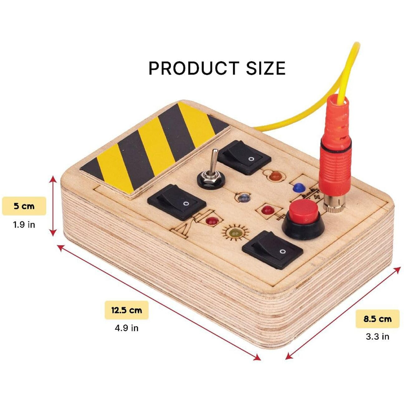 Clapstore Busy Board V1.5 With Led Light, Sensory Toys For Toddlers 1-3, Montessori Toys With Toggle Switch, Travel Toys For Educational Toddler Activities For 1 2 3 4 Y Old Boys & Girls, Beige