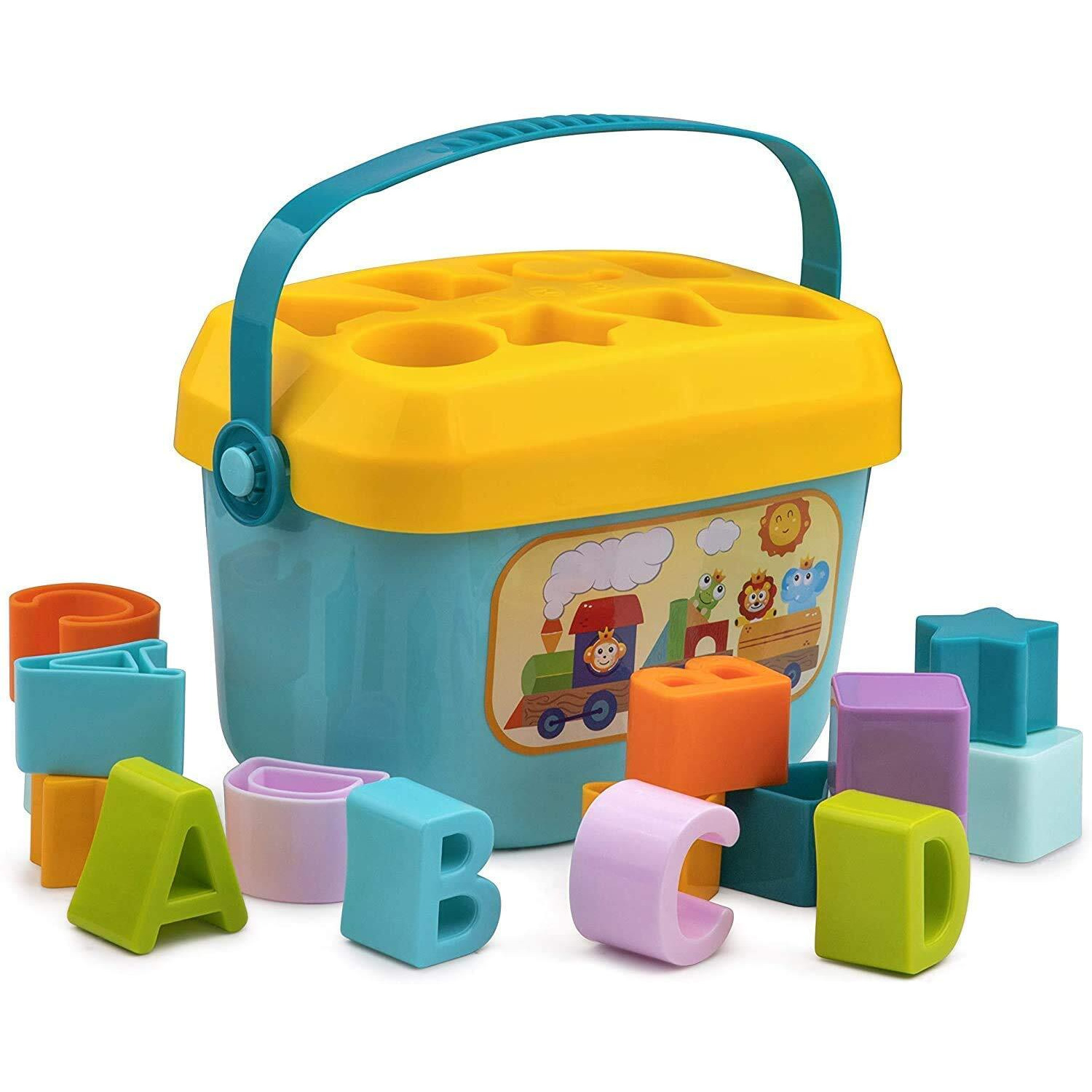 Wirescorts Baby And Toddler Plastic First Educational Blocks Shape, Sorter, Colors, Abcd Shape, Toys For 1 Year Old Kids,16 Piece