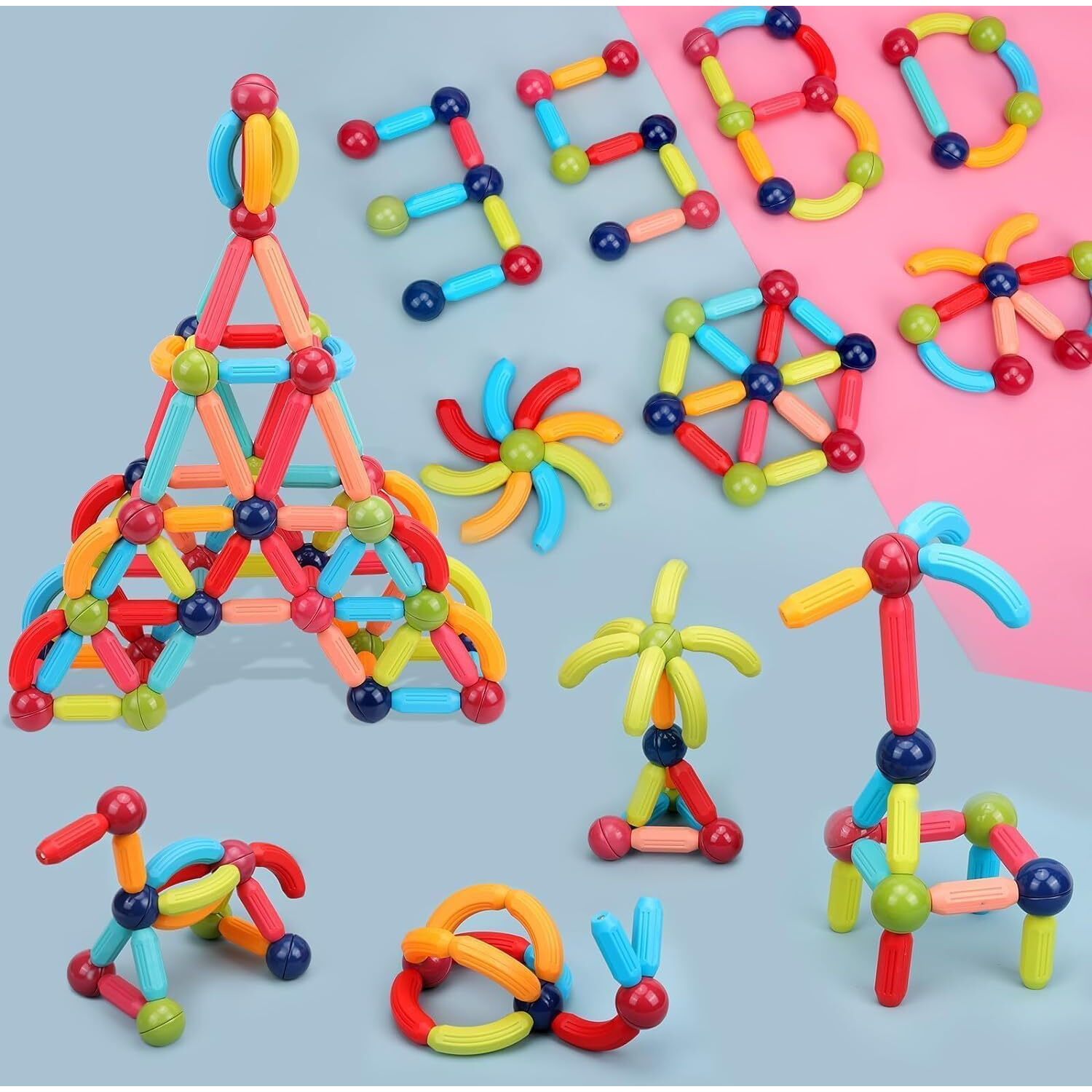 Toytastic Magnetic Building Sticks Blocks Kids Toys, Learning Sticks And Balls, Activities Toys For Toddlers, Educational Magnet Building Blocks,Kids Toys For 3+ Year Old Gifts, 42 Pcs