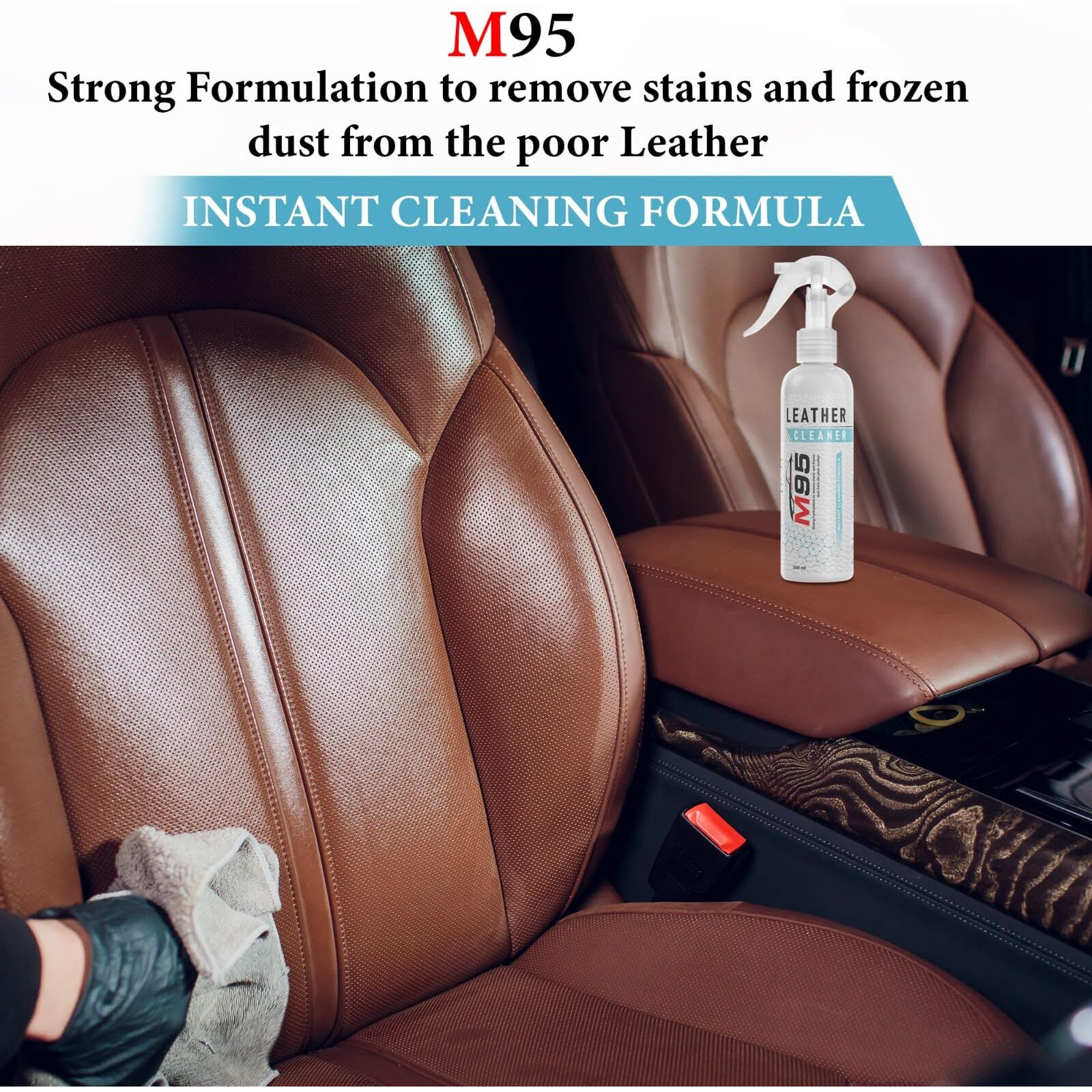 M95 Leather Cleaner And Conditioner Kit Combo For Sofa, Car Seats, Jacket, Bags, Belt And For All Leather, Cleaner And Conditioner (200Ml) (Cleaner + Conditioner)