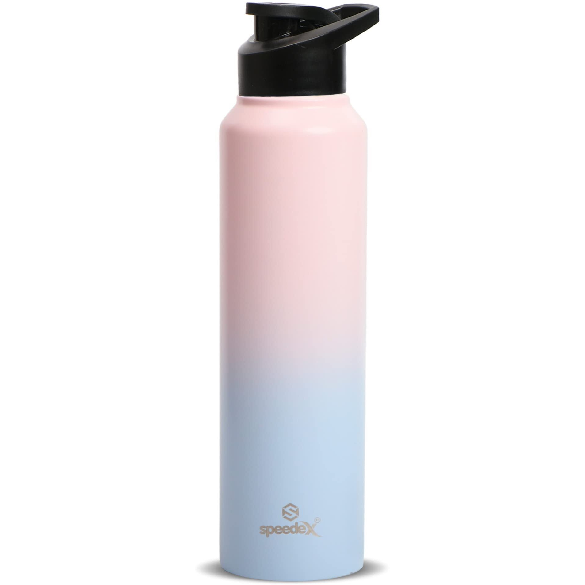 Speedex Stainless Steel Water Bottle 1 Ltr For Kids, Boys, Girls, 1 Litre Bottles For Gym, Sports, Fridge Use, School & Office - 1000Ml, Pink Blue Colour, Set Of 1, Sipper Cap