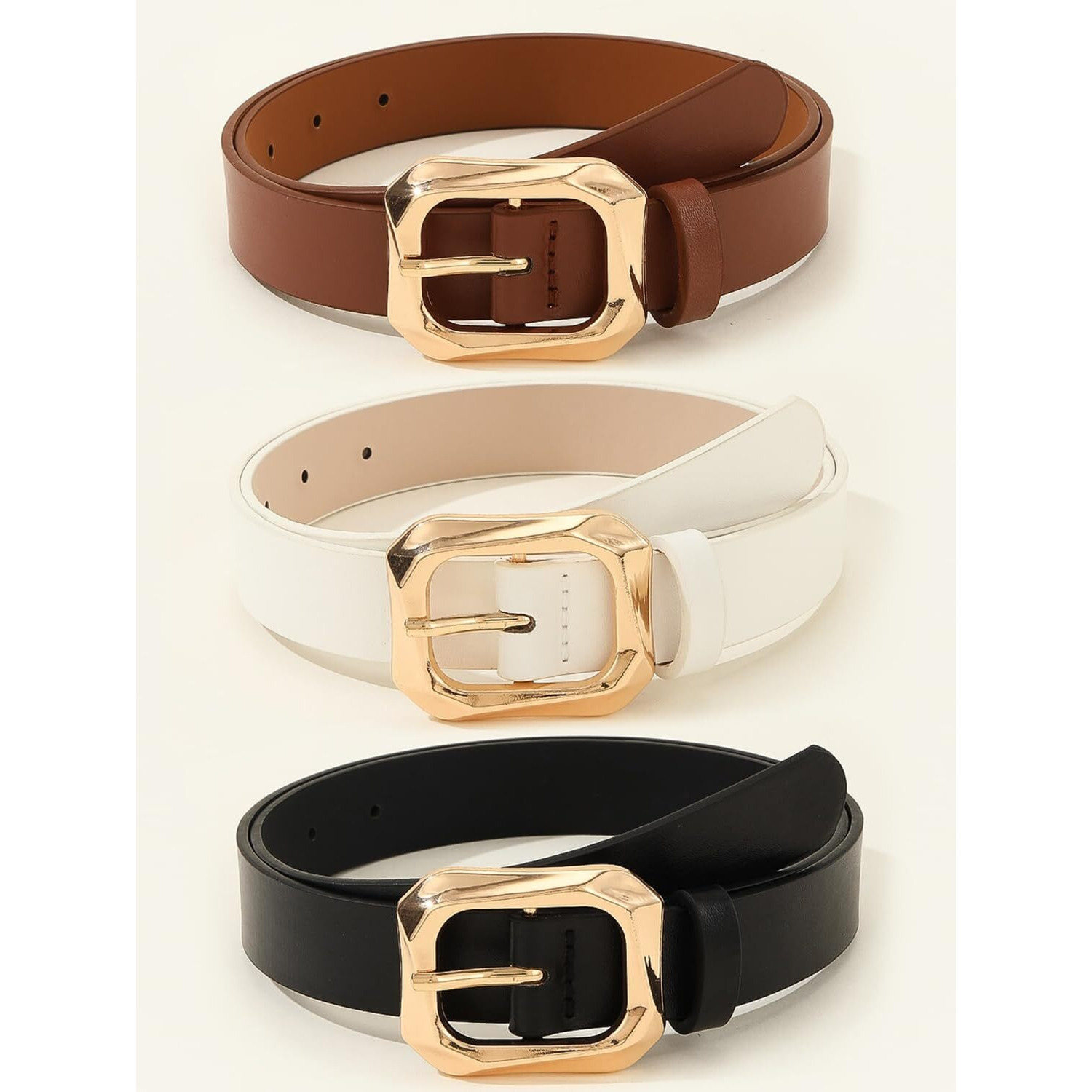 Shining Diva Fashion Leather Belts For Women And Girls 3 Pcs Combo Stylish Waist Belt For Dresses Jeans (16068Lb), Multicolour