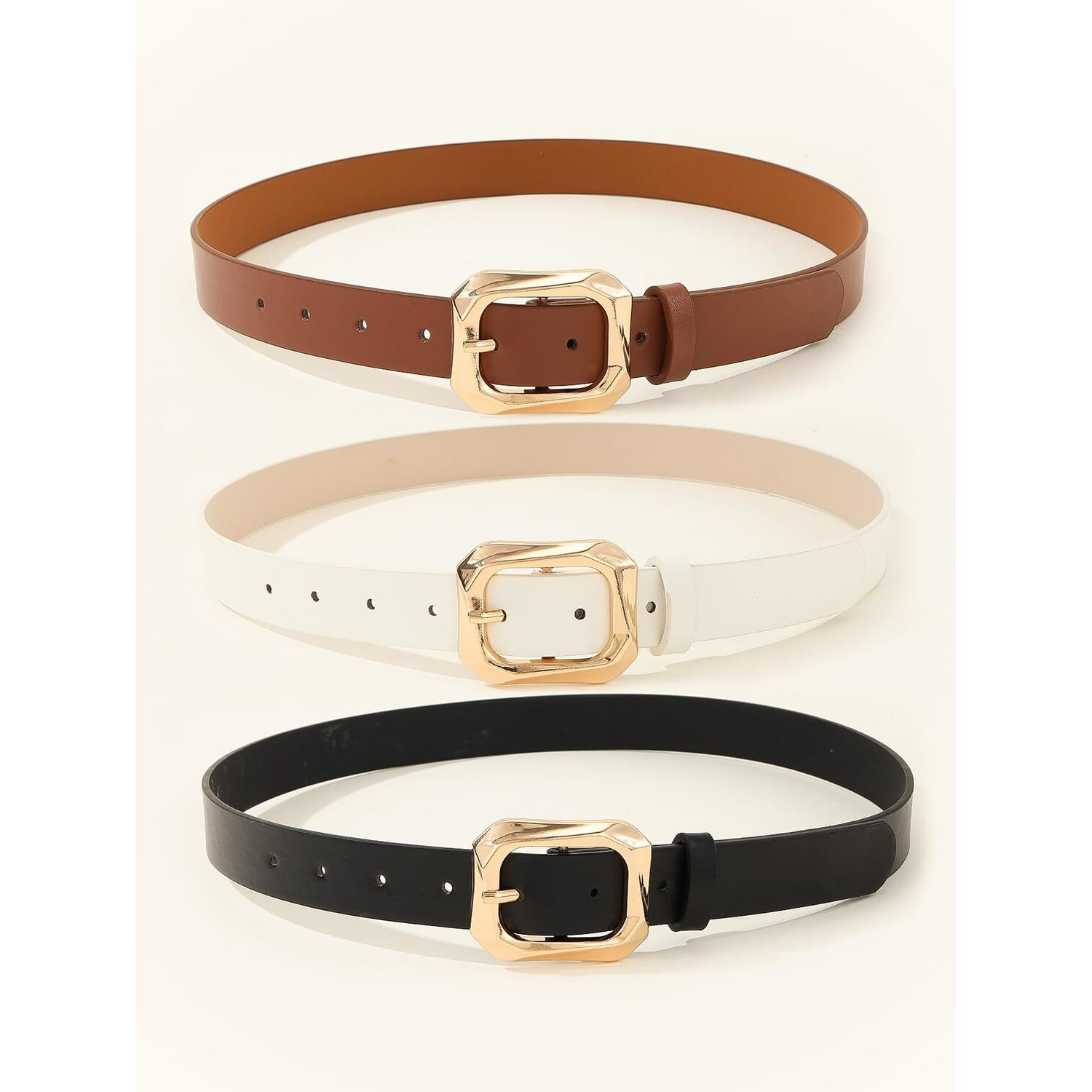 Shining Diva Fashion Leather Belts For Women And Girls 3 Pcs Combo Stylish Waist Belt For Dresses Jeans (16068Lb), Multicolour