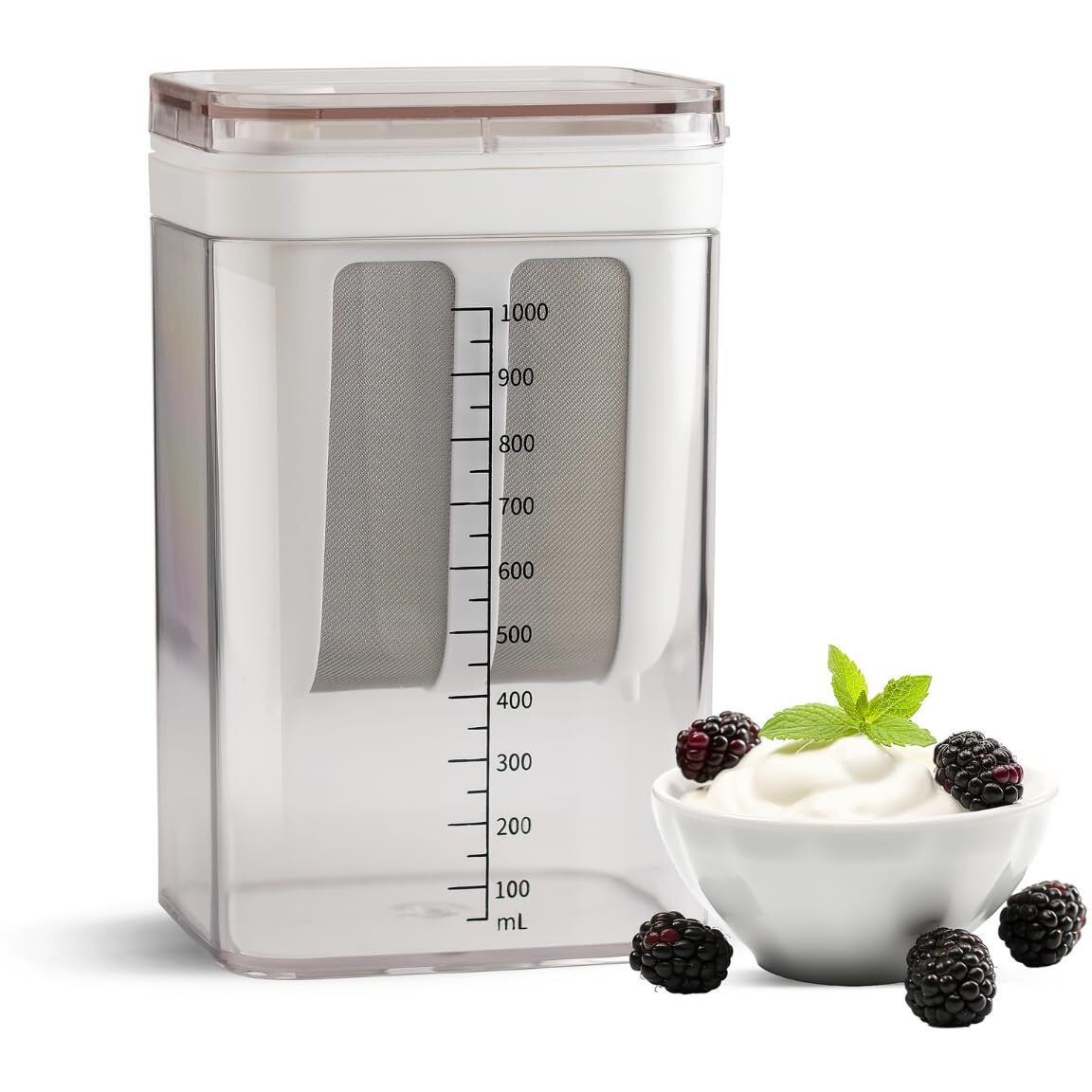 Instacuppa Greek Yogurt Strainer, 1100Ml Multi Yoghurt Maker Strainer With Fine Mesh Bag & Lid For Thick Greek Yogurt, Soybean Milk, Kefir, Berries, Soup, Fruit Juice, Coffee