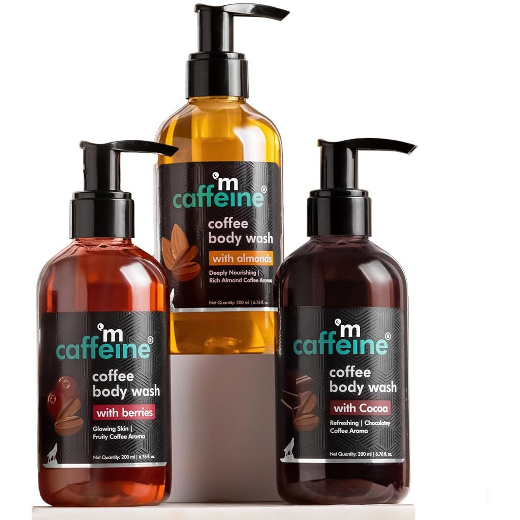 Mcaffeine Coffee Body Washes For Men & Women| For Tan Removal & Deep Cleansing | Assorted Value Pack Combo | Contains 3 Shower Gels In Energizing Aroma Of Berry, Almond & Cocoa | Pack Of 3 | 600Ml