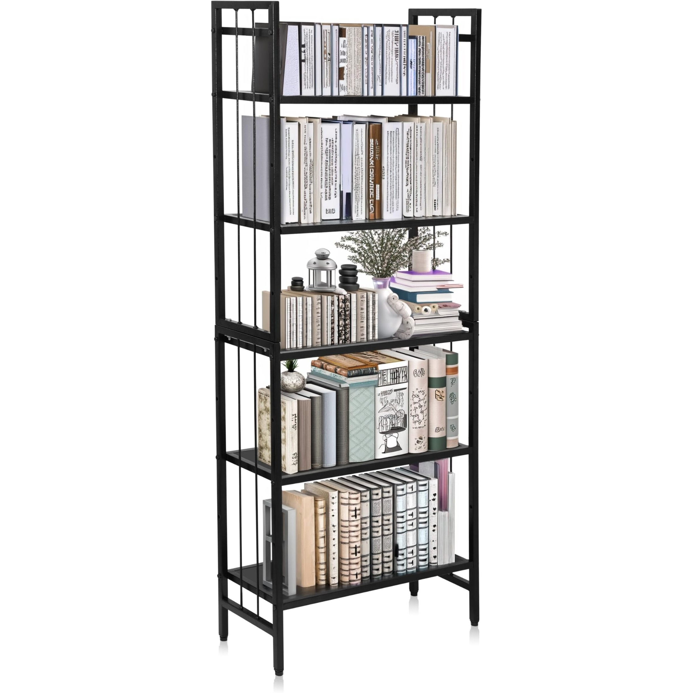 Livzing Metal 6 Tier Height Adjustable Bookshelf For Home Library | 5.4 Feet Book Shelf | Open Display Books Rack | 6 Layer Metal Rack | Book Shelf | Bookcases Wooden Almirah - Diy