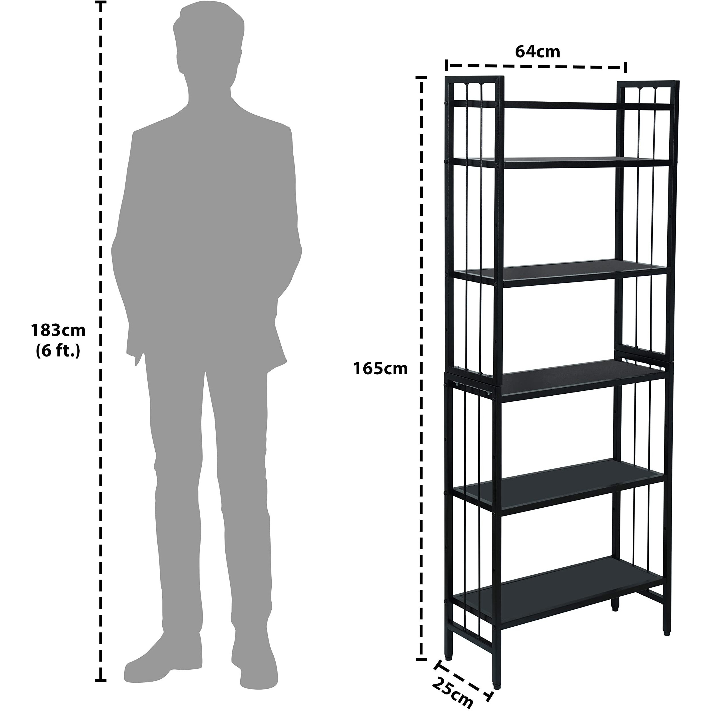 Livzing Metal 6 Tier Height Adjustable Bookshelf For Home Library | 5.4 Feet Book Shelf | Open Display Books Rack | 6 Layer Metal Rack | Book Shelf | Bookcases Wooden Almirah - Diy
