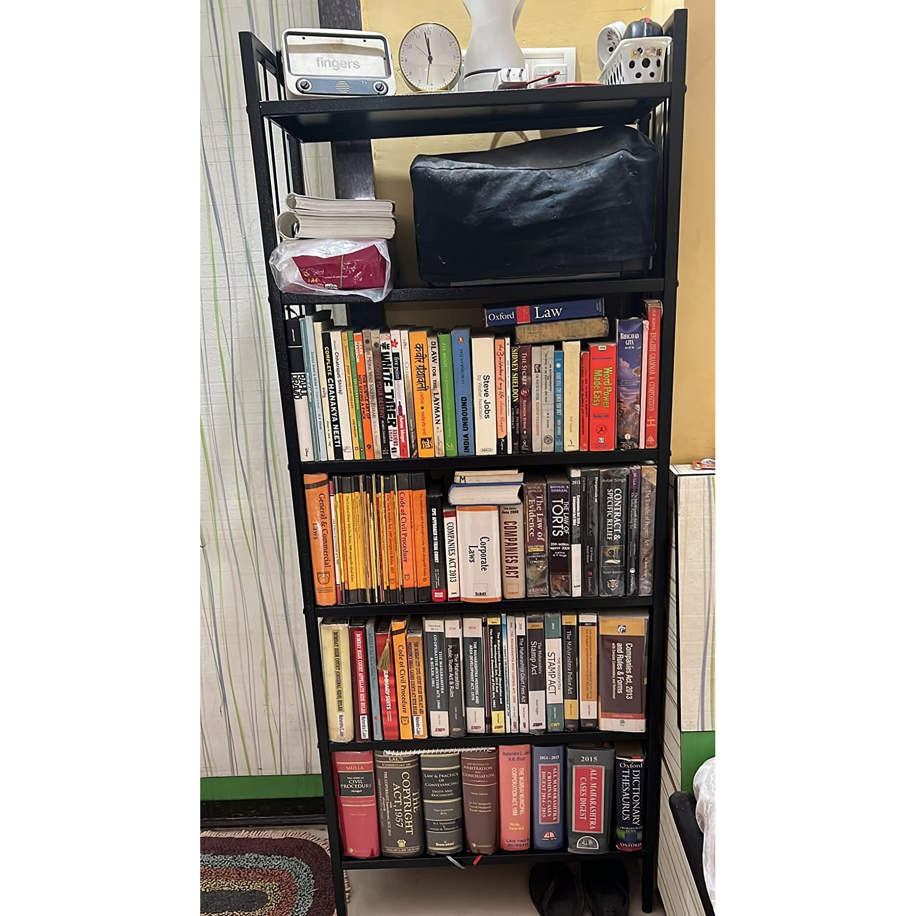 Livzing Metal 6 Tier Height Adjustable Bookshelf For Home Library | 5.4 Feet Book Shelf | Open Display Books Rack | 6 Layer Metal Rack | Book Shelf | Bookcases Wooden Almirah - Diy