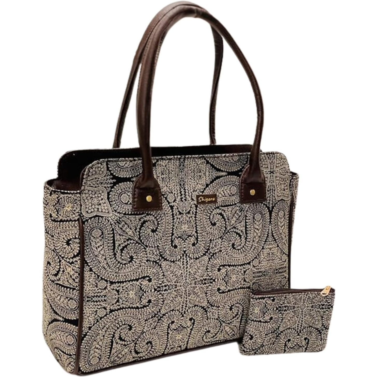 Shigora Laptop Bag For Women Office Use |Stylish Women Bag |Laptop Tote Bag |Laptop 15.6, 16 Inch |Shoulder Bag | Travel, Office, College |For Hp, Lenovo, Macbook, Dell |Large Space (Black Mandala)