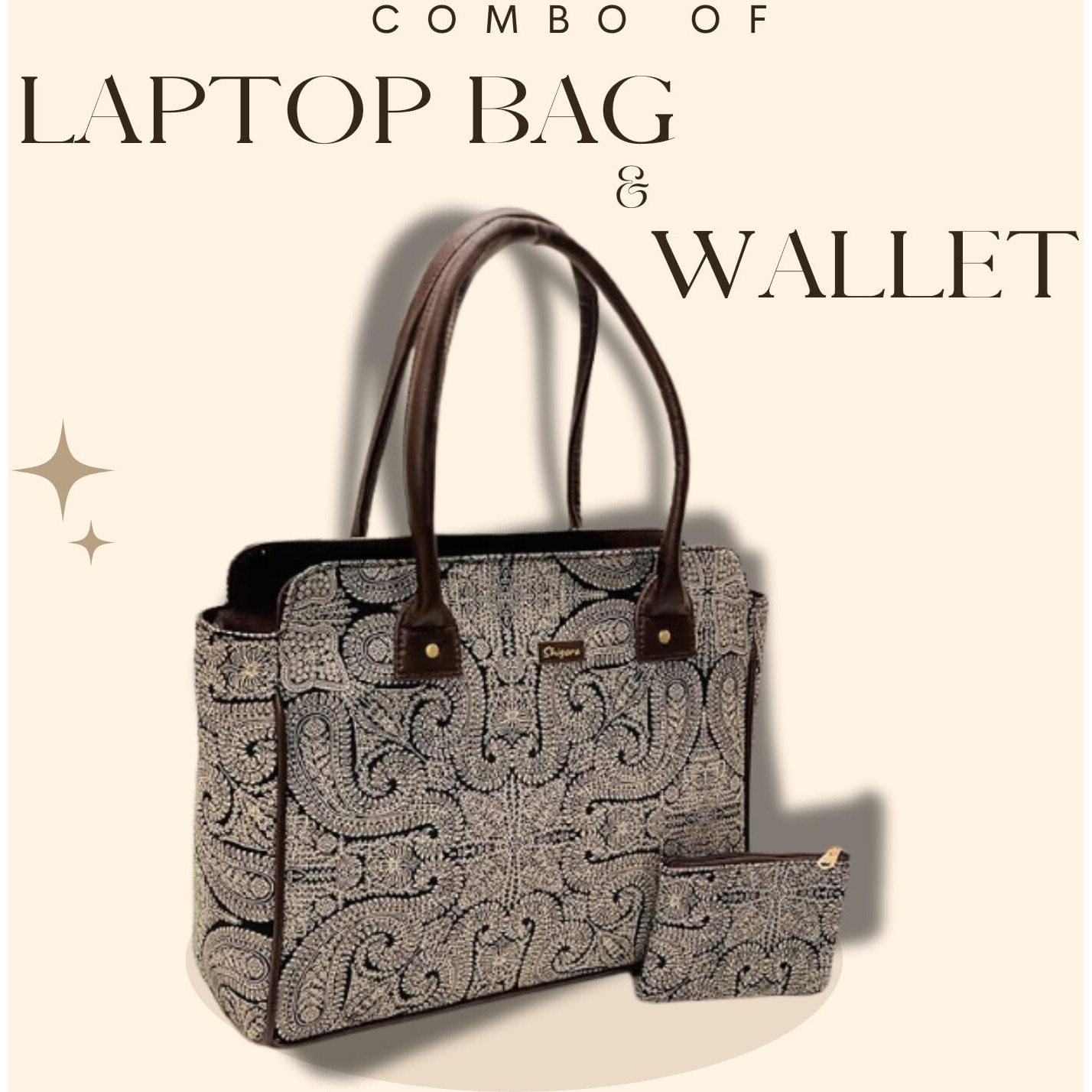 Shigora Laptop Bag For Women Office Use |Stylish Women Bag |Laptop Tote Bag |Laptop 15.6, 16 Inch |Shoulder Bag | Travel, Office, College |For Hp, Lenovo, Macbook, Dell |Large Space (Black Mandala)