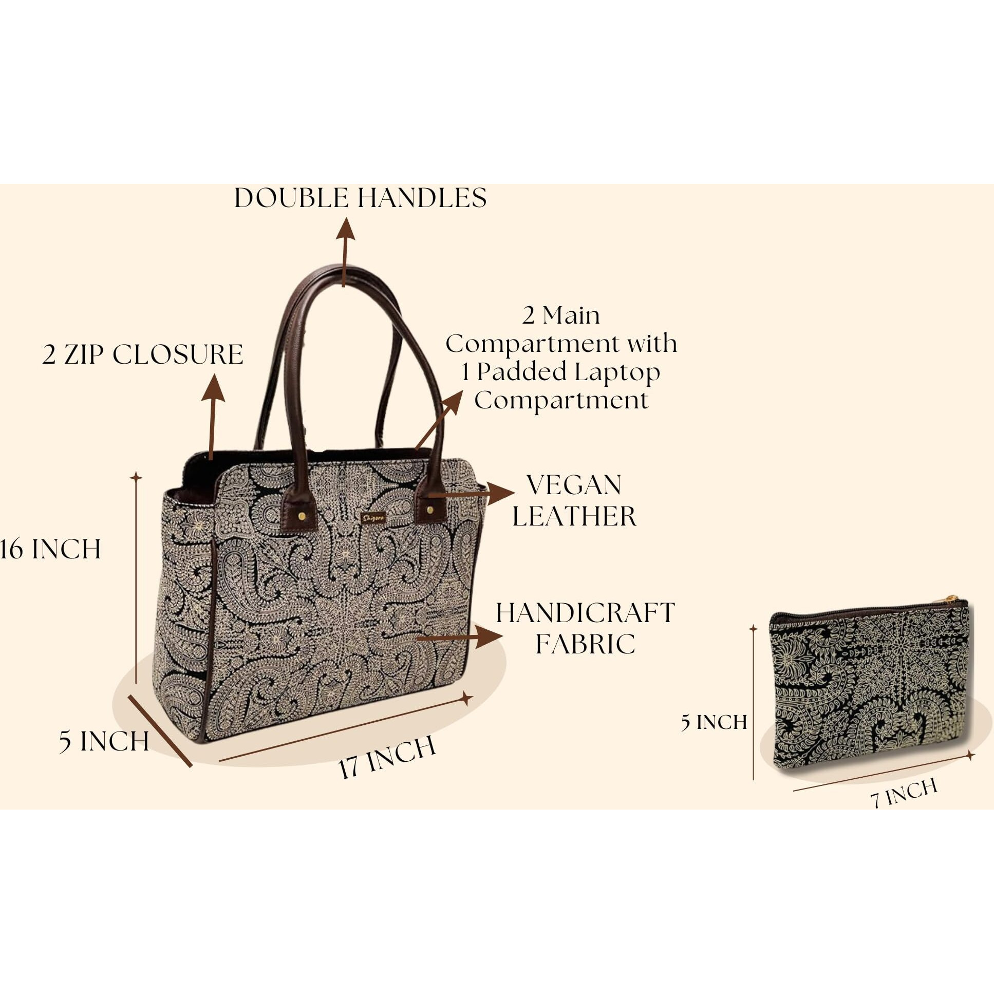 Shigora Laptop Bag For Women Office Use |Stylish Women Bag |Laptop Tote Bag |Laptop 15.6, 16 Inch |Shoulder Bag | Travel, Office, College |For Hp, Lenovo, Macbook, Dell |Large Space (Black Mandala)
