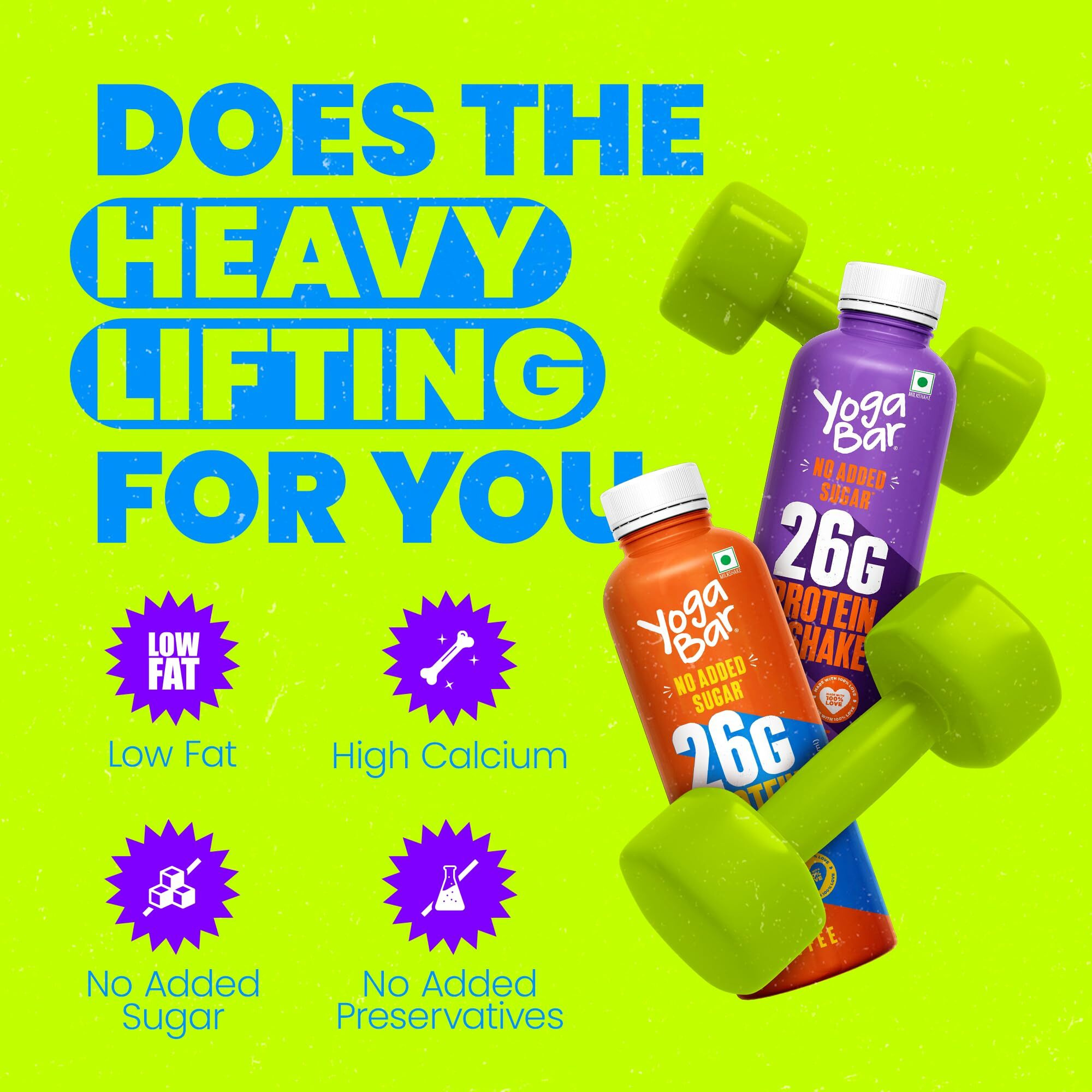 Yogabar Protein Shake Monthly Pack | 26G Protein Milkshake With No Added Sugar | 24 Bottles, 250Ml Each (12 X Double Chocolate & 12 X Cold Coffee)