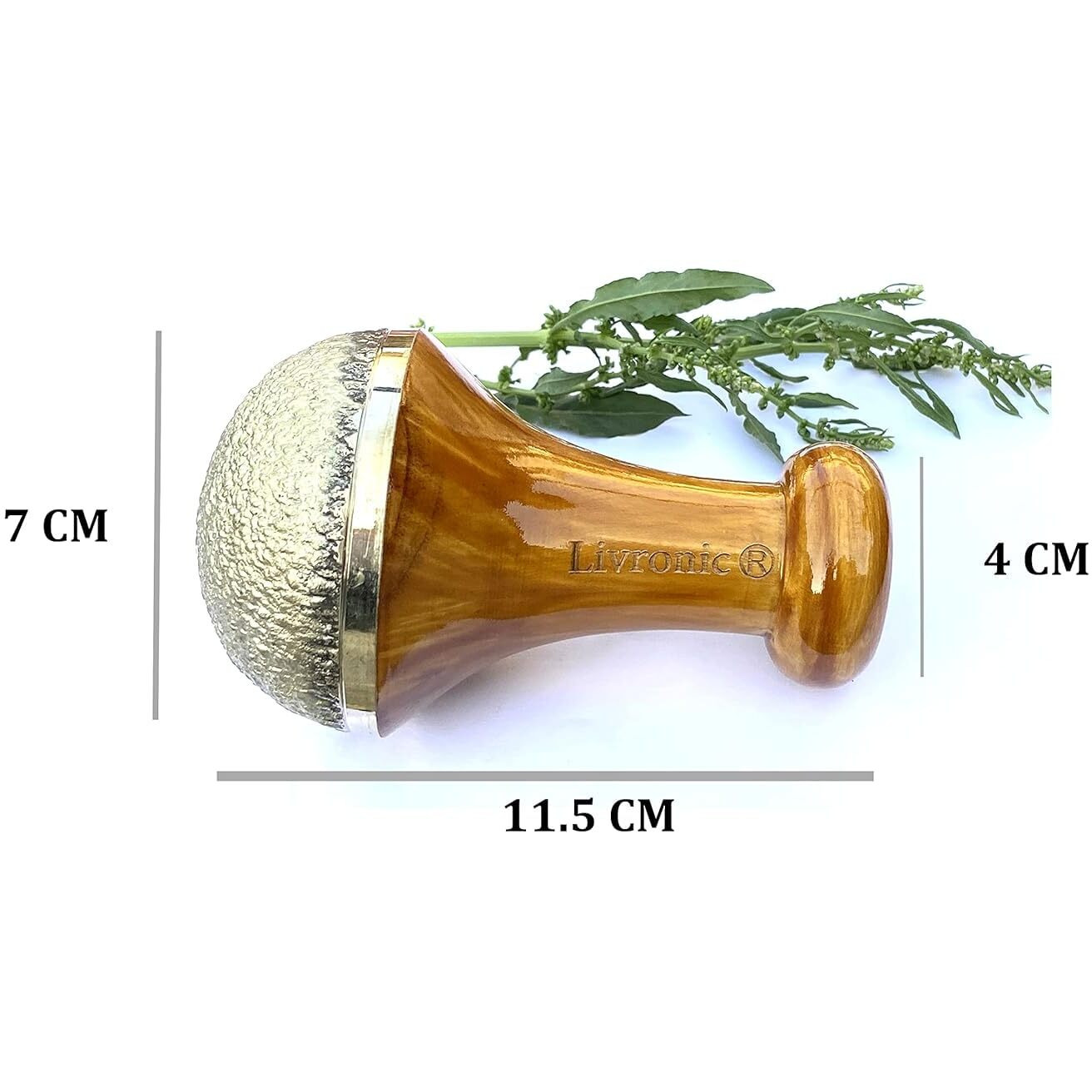 Livronic Bronze Kansa Natural Vatki Cup With Wooden Handle Ayurvedic Detox Foot Massager Relaxation And Deep Cleaning Ancient Indian Technique Ayurvedic Kansa Vatki Foot Massage(Kansa Wand With Vatki)