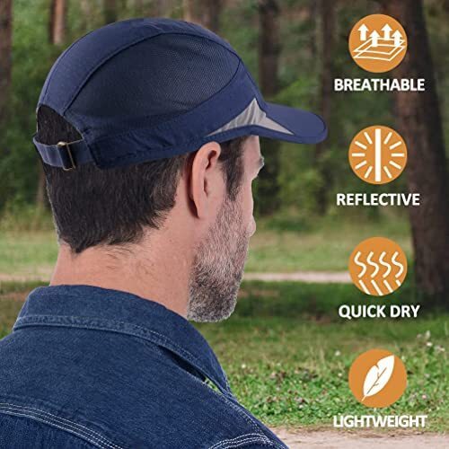 Hsr Unstructured Reflective Lightweight Breathable Stylish Sports Soft Hat Cap For Men And Women (Navy Blue, Polyester, Free Size)