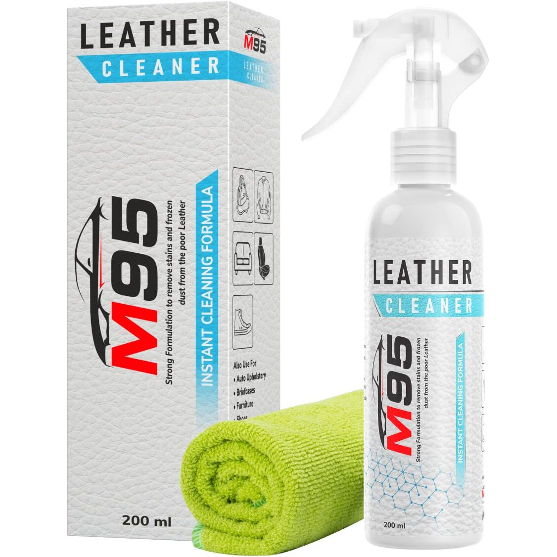 M95 Leather Cleaner For Sofa, Car Seats, Jacket, Bags, Wallet, Belt & Shoes Leather Cleaner (200Ml)